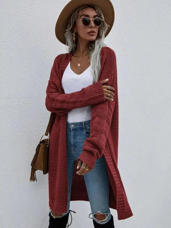 Open Knit Long Women's Cardigan Sweater - Cozy Loose Fit Lightweight Wrap for Fall & Winter - Perfect for Layering, Office Wear, and Casual Outfits