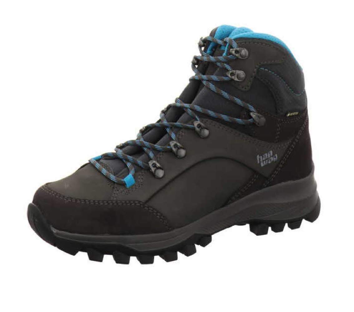 Hanwag Banks GTX Women's Hiking Shoes - Waterproof Gore-Tex Trail Boots for Outdoor Adventures (Asphalt/Ocean, Size 8.5 US) - Perfect for Hiking, Trekking & Mountain Climbing