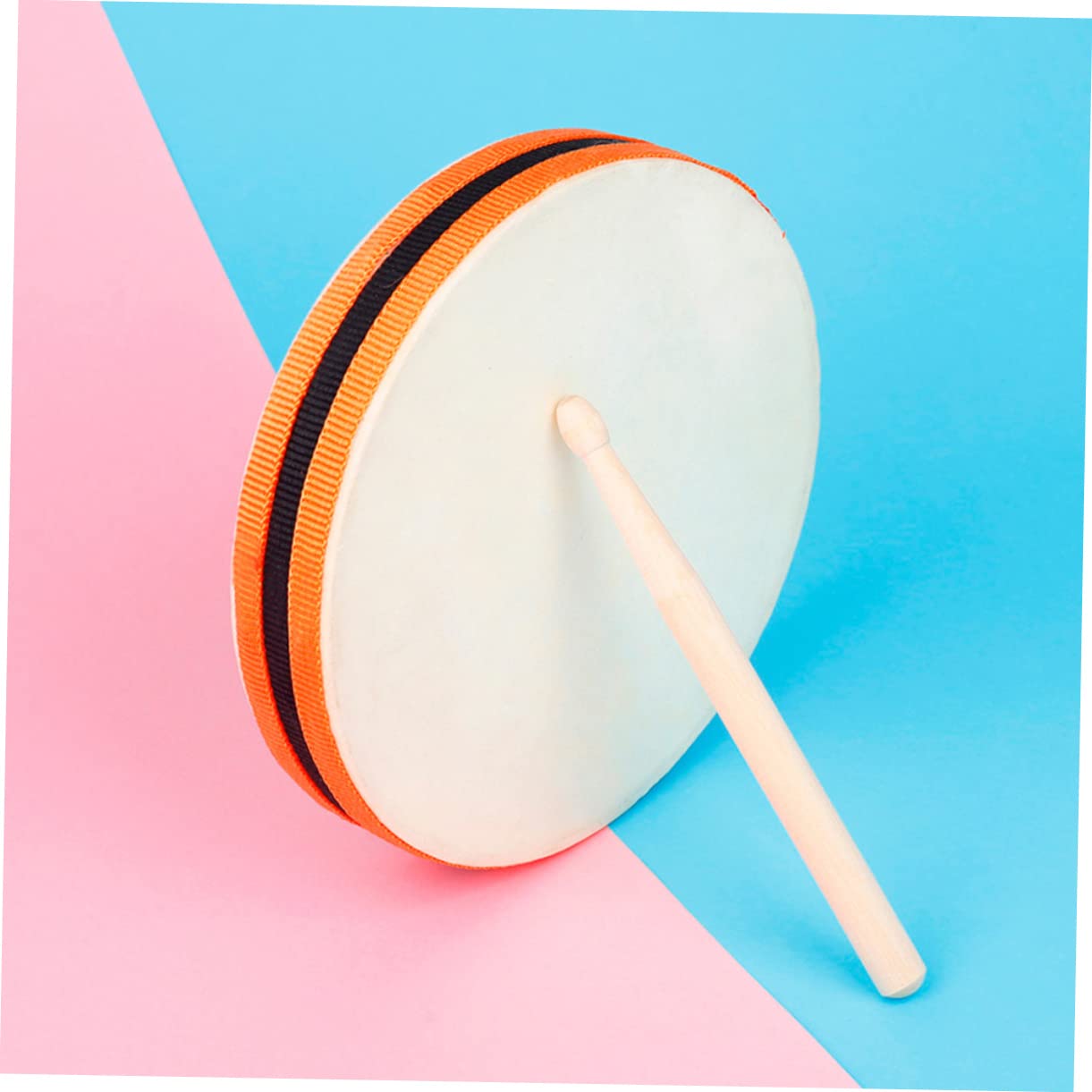 VICASKY Double Sided Leather Hand Drum - Wooden Musical Toy Drum for Toddlers & Kids - Perfect for Early Learning, Music Play & Preschool Activities