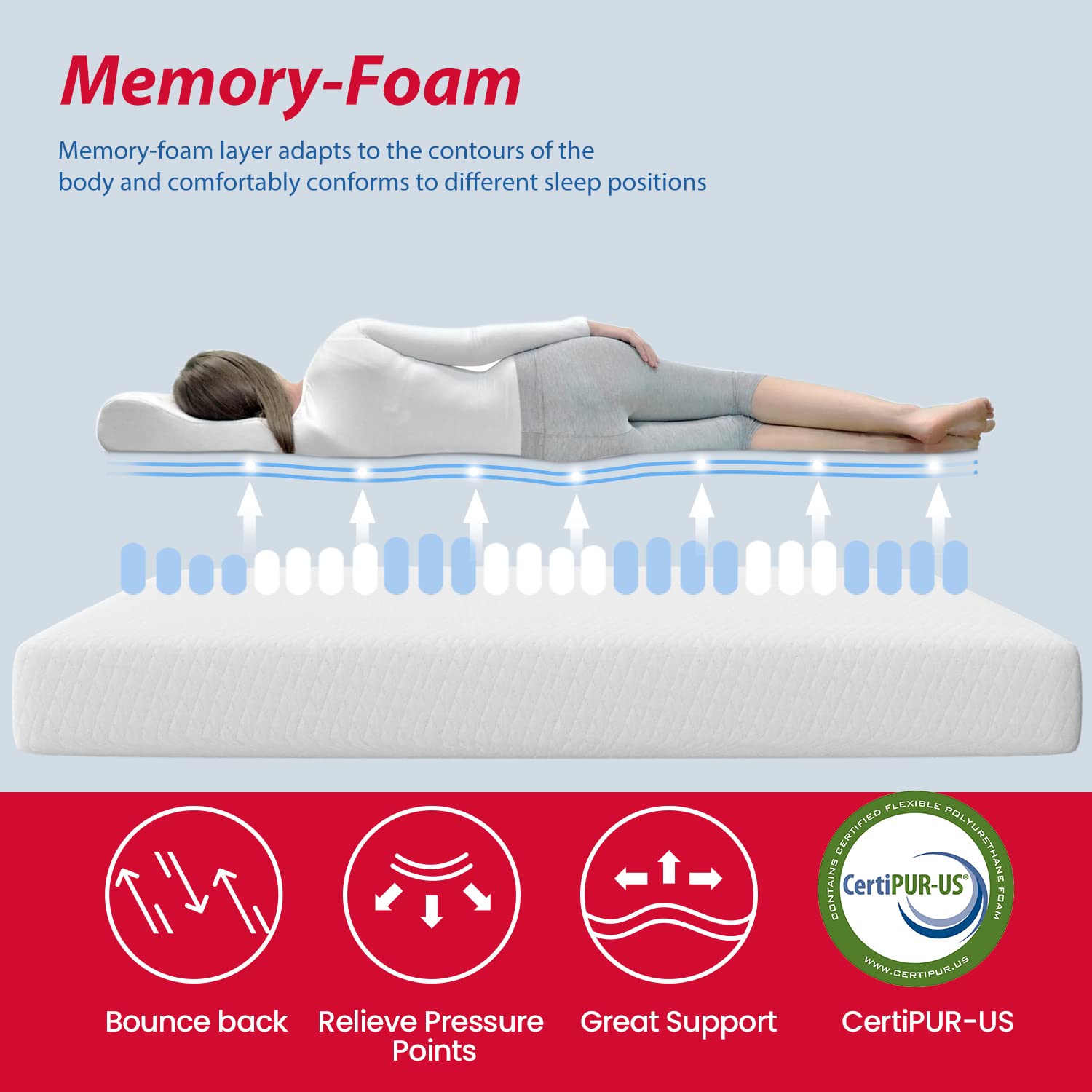8 Inch Gel Memory Foam Mattress Queen Size - CertiPUR-US Certified Cooling Mattress for Pressure Relief & Back Support, Medium Firm Bed-in-a-Box - Perfect for Hot Sleepers, Guest Rooms & Dorm Comfort