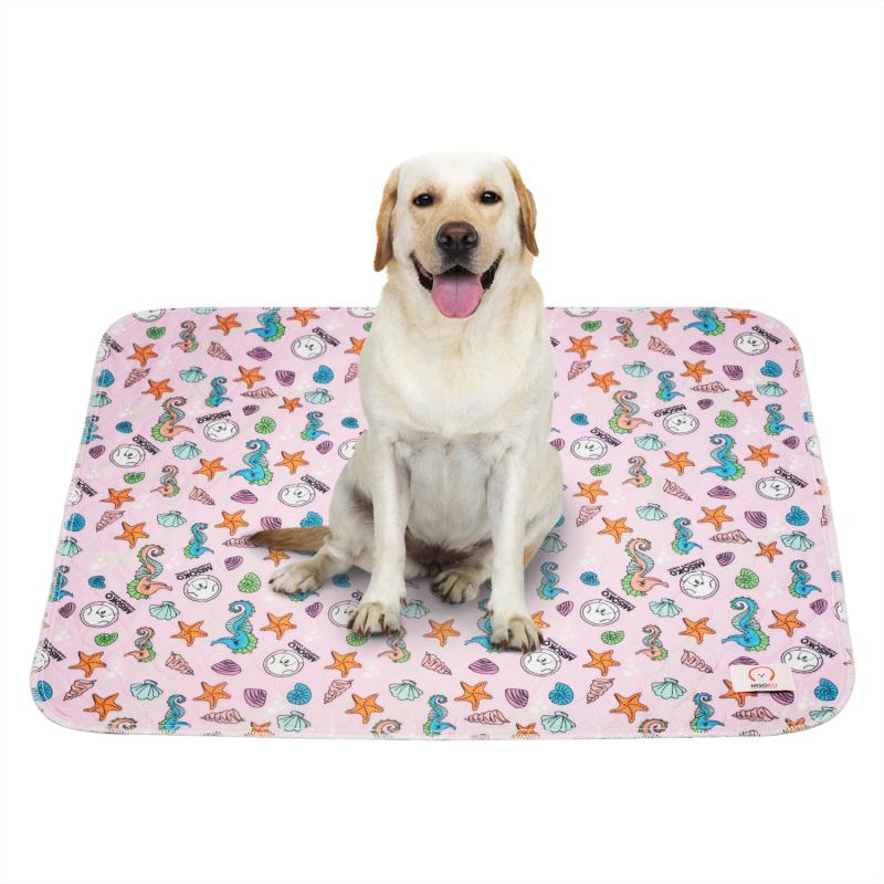 Misoko Reusable Pet Pads - Washable & Absorbent with Seahorse Design, Pink (1 Pack) - Perfect for Puppy Training, Dog Crate Lining & Travel Use