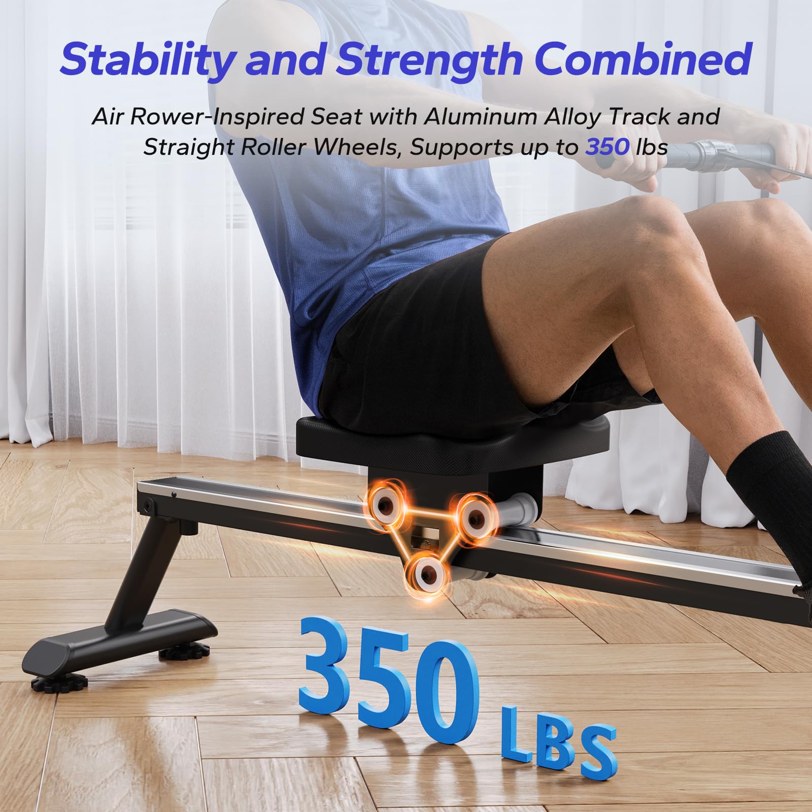 MERACH Foldable Water Rowing Machine for Home - 400LBS Weight Capacity with LCD Monitor & Comfortable Seat - Free MERACH App for Immersive Rowing Experience - Perfect for Home Gym, Cardio Workouts & Full-Body Exercise