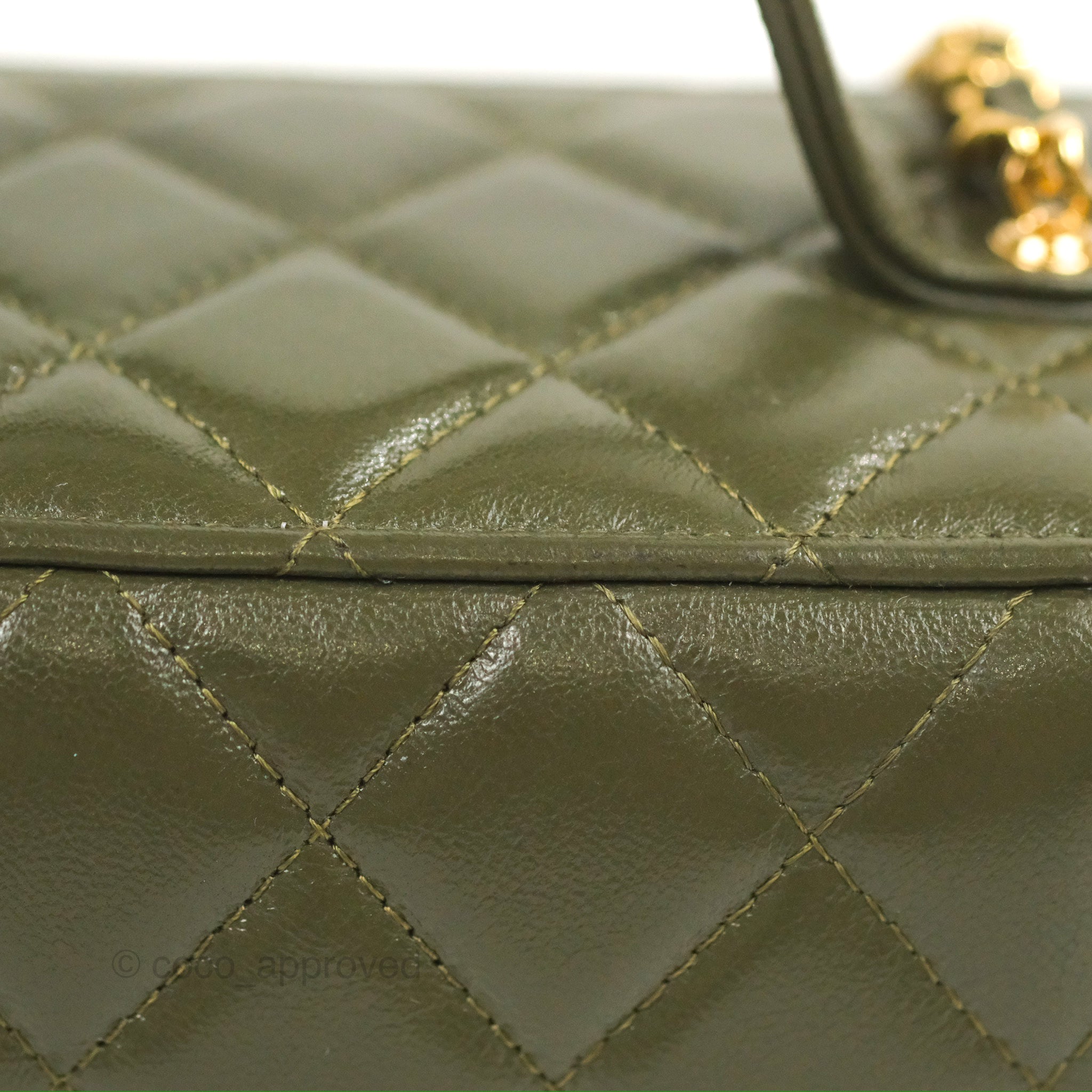 Chanel 22K Khaki Green Lambskin Cargo Pocket Top Handle Vanity Bag with Chain - Luxury Crossbody Purse for Women, Perfect for Date Night & Evening Events