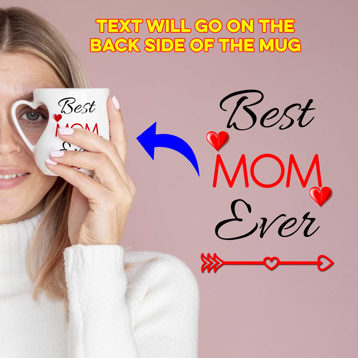 Custom Personalized Mother's Day Coffee Mug - Best Mom Ever Ceramic Mug with Photo - Heart Shaped Gift for Mom Birthday, Valentine's Day - Perfect for Coffee, Tea & Hot Chocolate at Home or Office