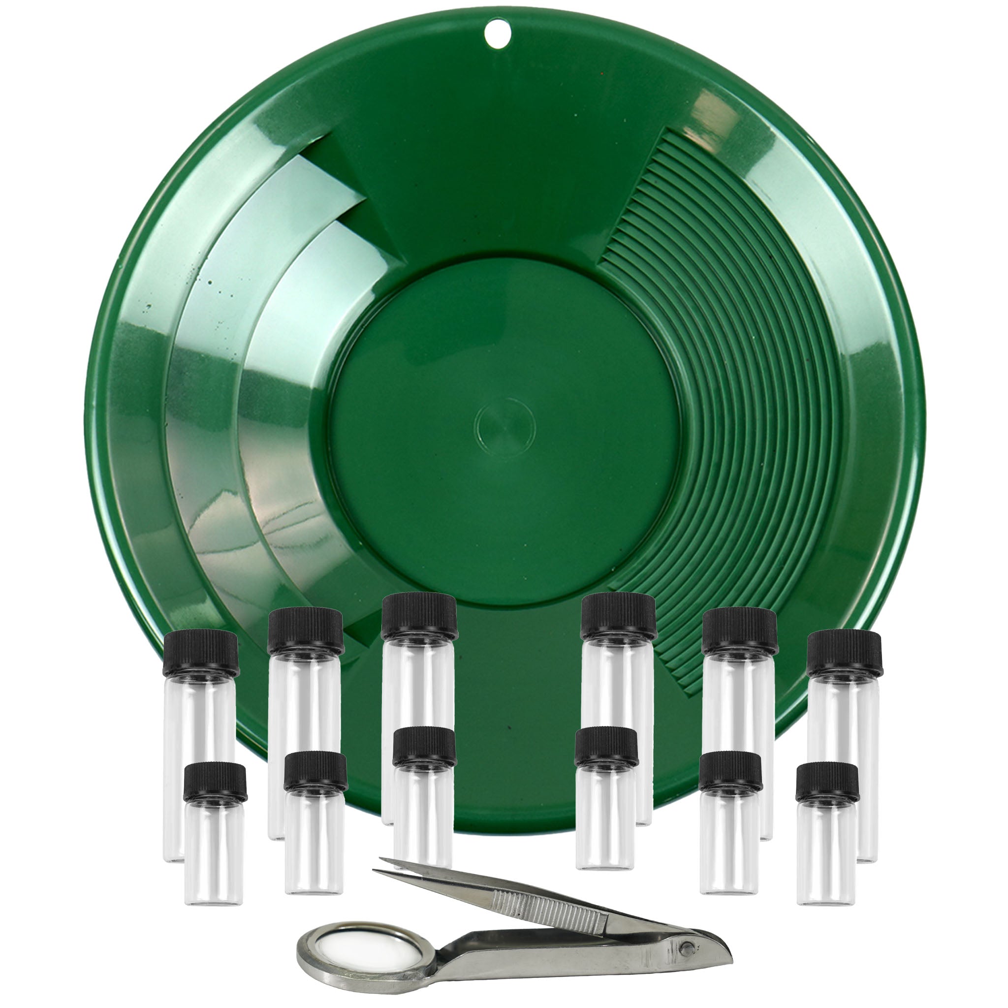 TerraX 14 Piece Gold Prospecting Kit with Pan, Vials & Folding Magnifier Tweezers - Perfect for Outdoor Gold Mining, Treasure Hunting & Geology Exploration