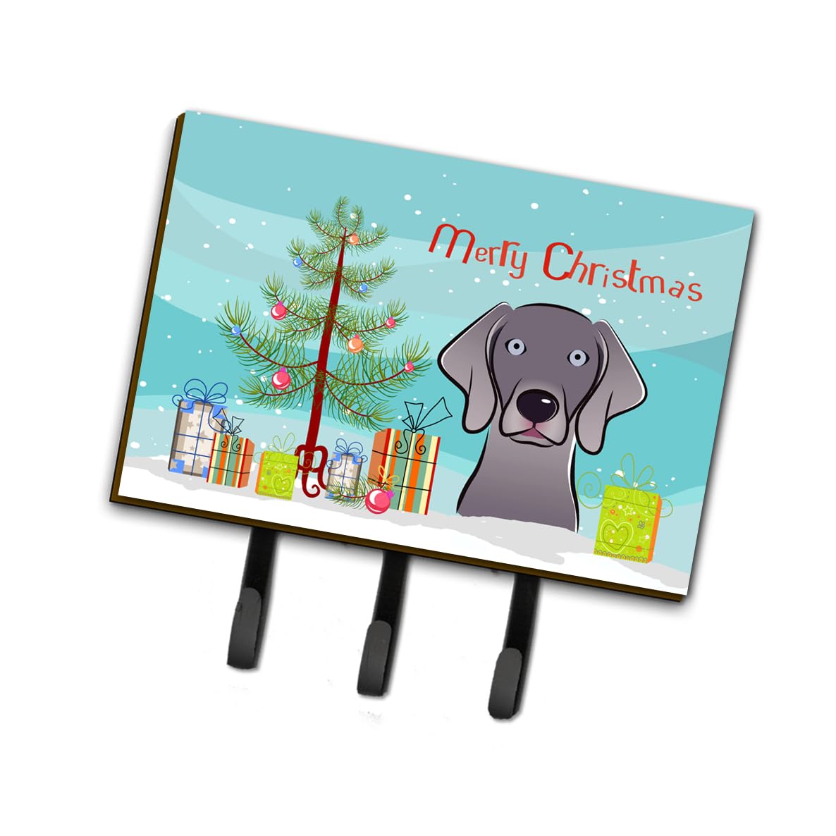 Christmas Tree & Weimaraner Dog Leash Key Holder - Large Multicolor Wall Decor for Holiday Home & Office Organization | Perfect for Pet Lovers & Christmas Decorations