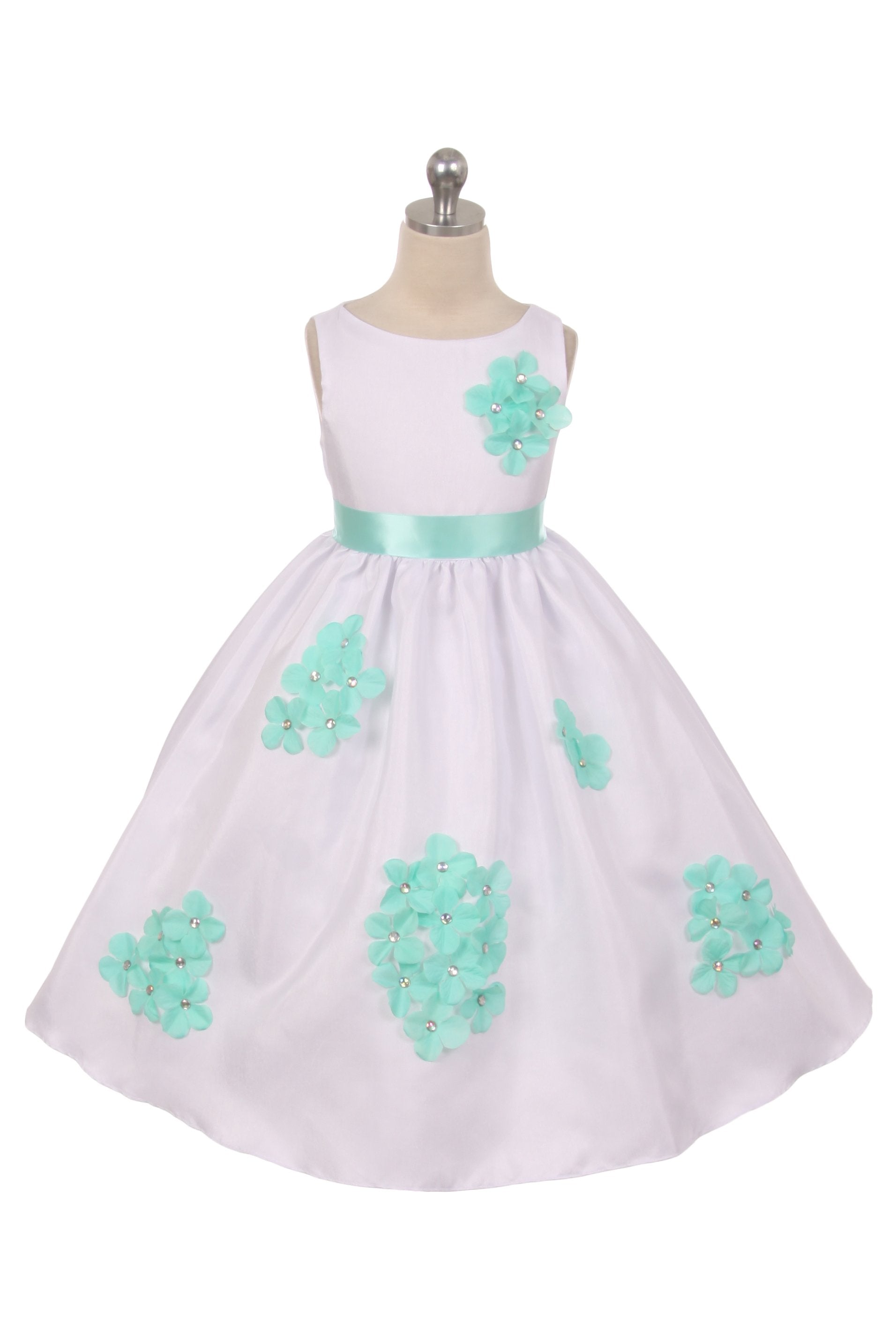Elegant Shantung Girls Dress with Floral Petal Decor - Perfect for Birthday Parties, Weddings & Special Occasions