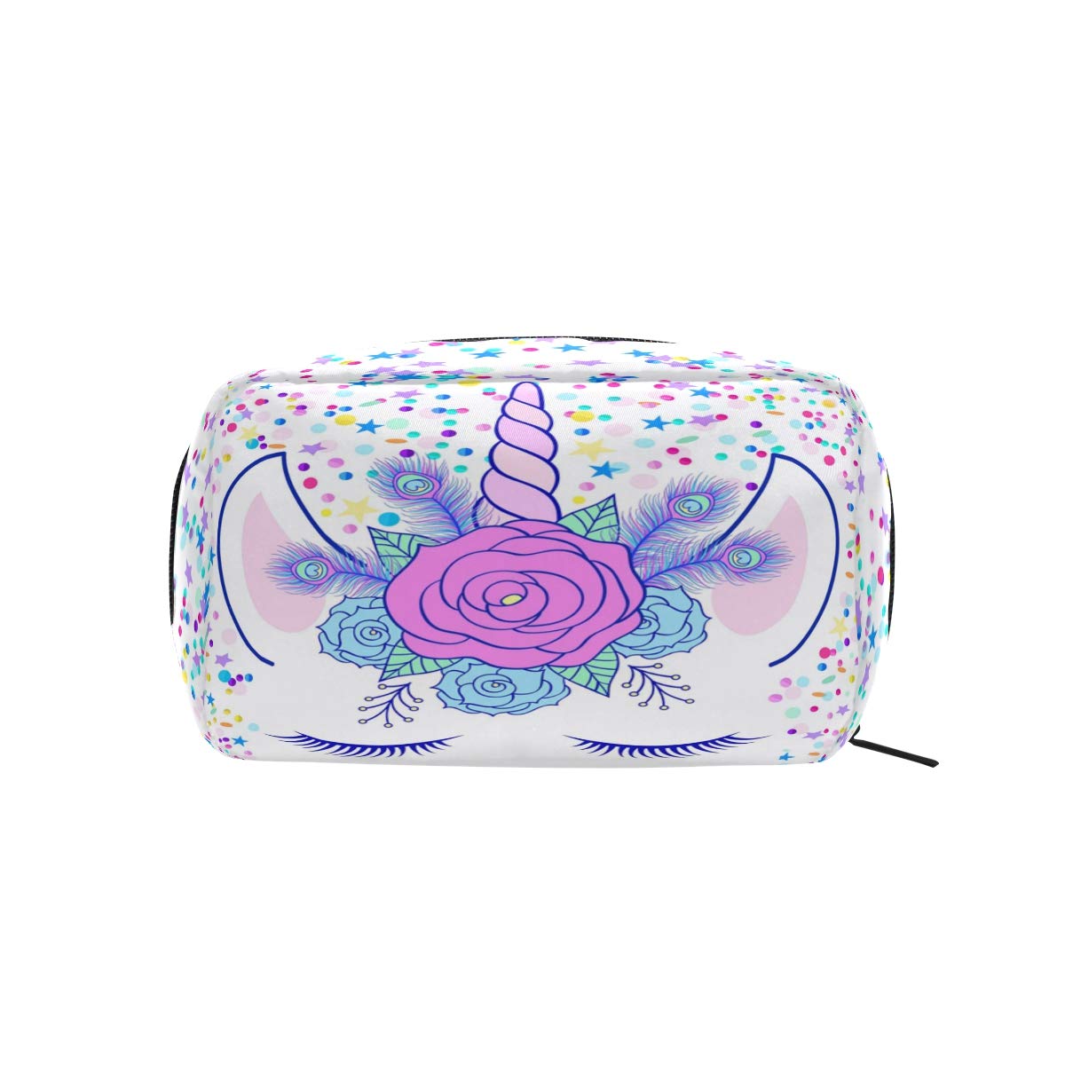 Unicorn Floral Star Mini Makeup Bag - Small Cosmetic Organizer with Zipper for Travel, Teens & Women | Perfect for Toiletries, Beauty Essentials & Daily Use