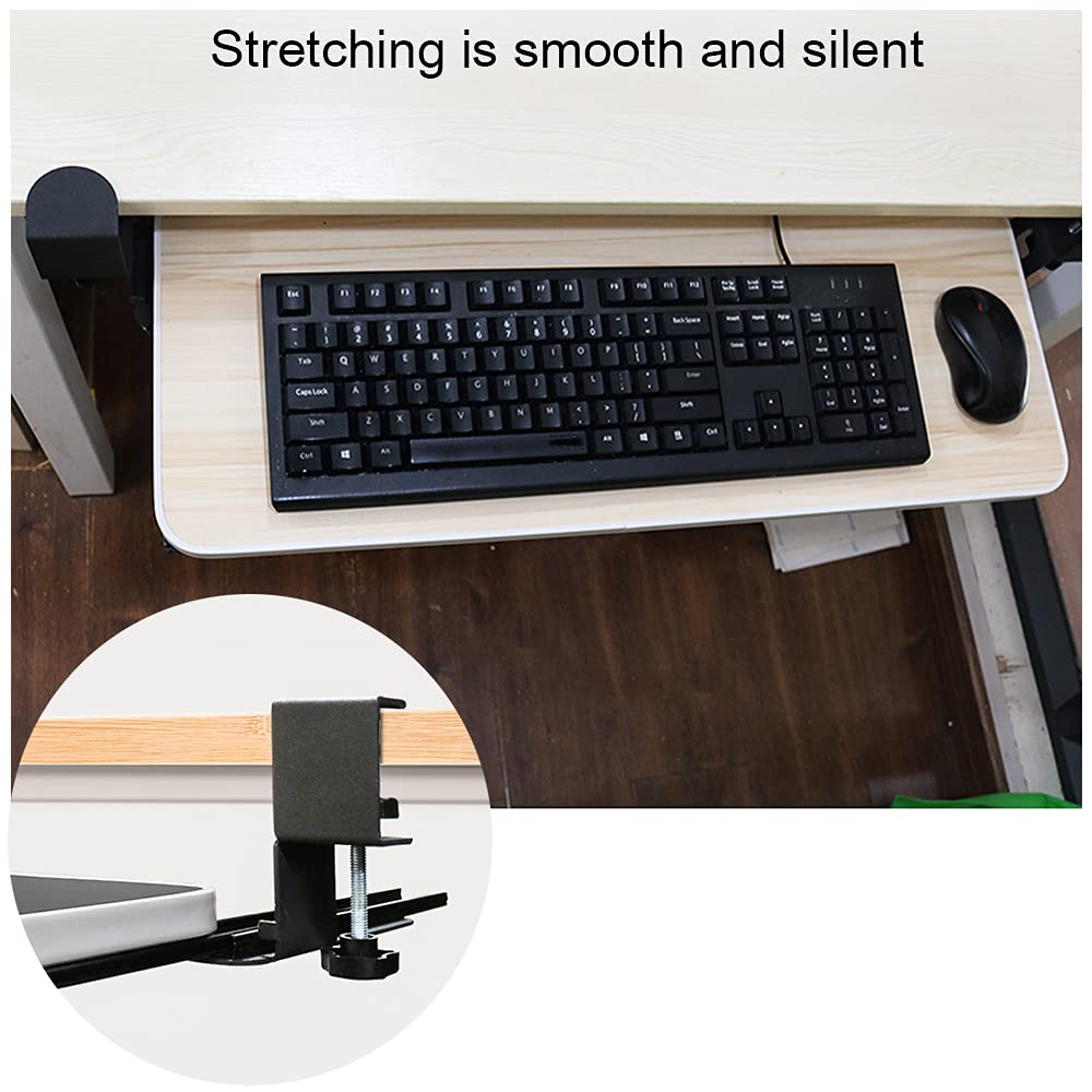 Y&J Under Desk Sliding Keyboard Tray - Ergonomic & Adjustable Keyboard Shelf with Easy Installation, Fits 52cm/20.5in to 75cm/29.5in Desks - Perfect for Home Office, Gaming Setup & Workspace Organization