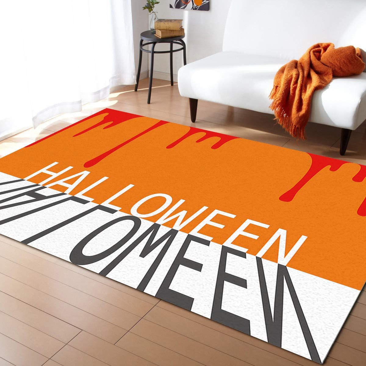 Halloween Themed Area Rug - Soft, Washable & Easy Clean Retro Carpet for Nursery, Bedroom, Living Room - 5ft x 7ft Kids Decor Rug | Perfect for Halloween Decorations & Cozy Home Accents