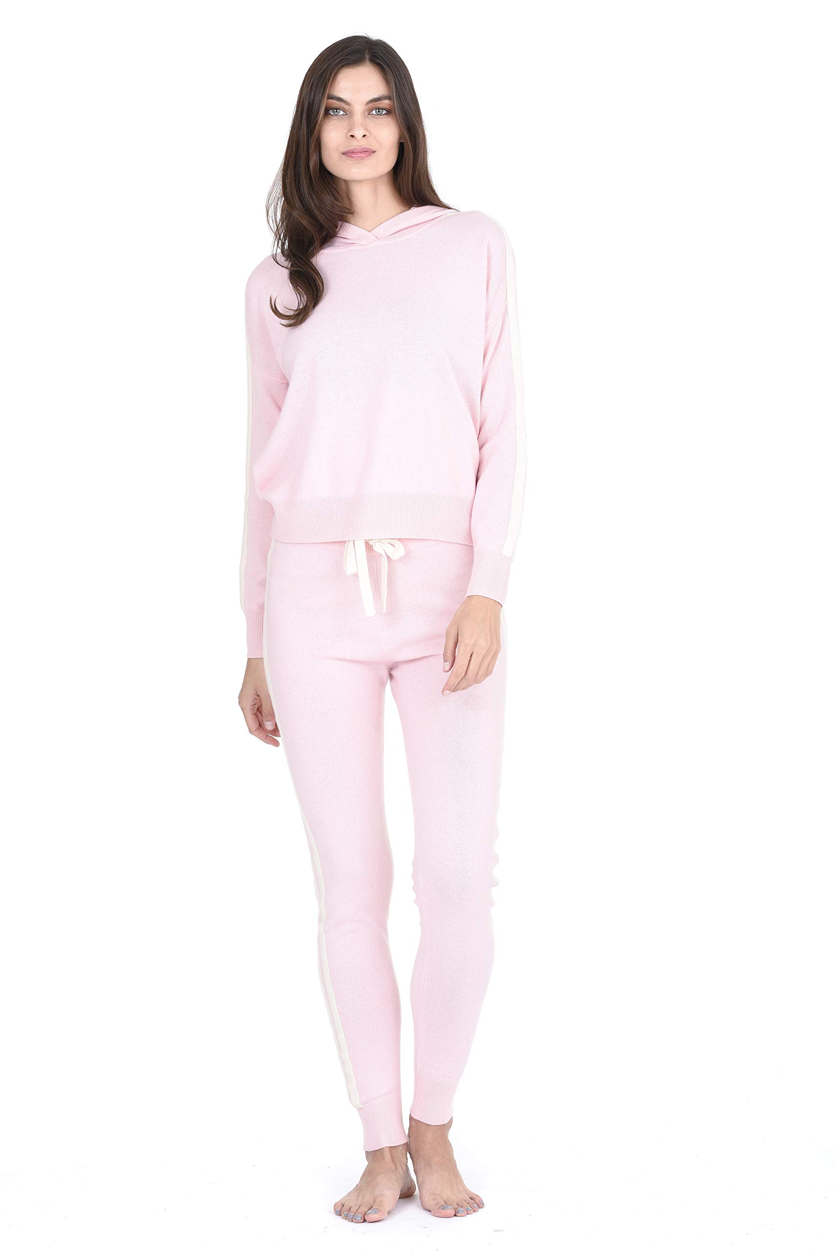 State Fusio Knitted Hoodie for Women - Soft Pure Cashmere & Merino Wool Long Sleeve Pullover Sweater - Cozy Casual Loungewear for Home, Office & Outdoor Activities