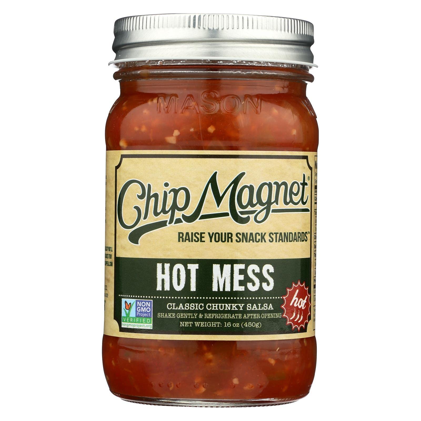 Hot & Spicy Chip Magnet Salsa Sauce - Case of 6 (16 oz Each) - Perfect for Parties, Game Nights & Mexican Food Lovers
