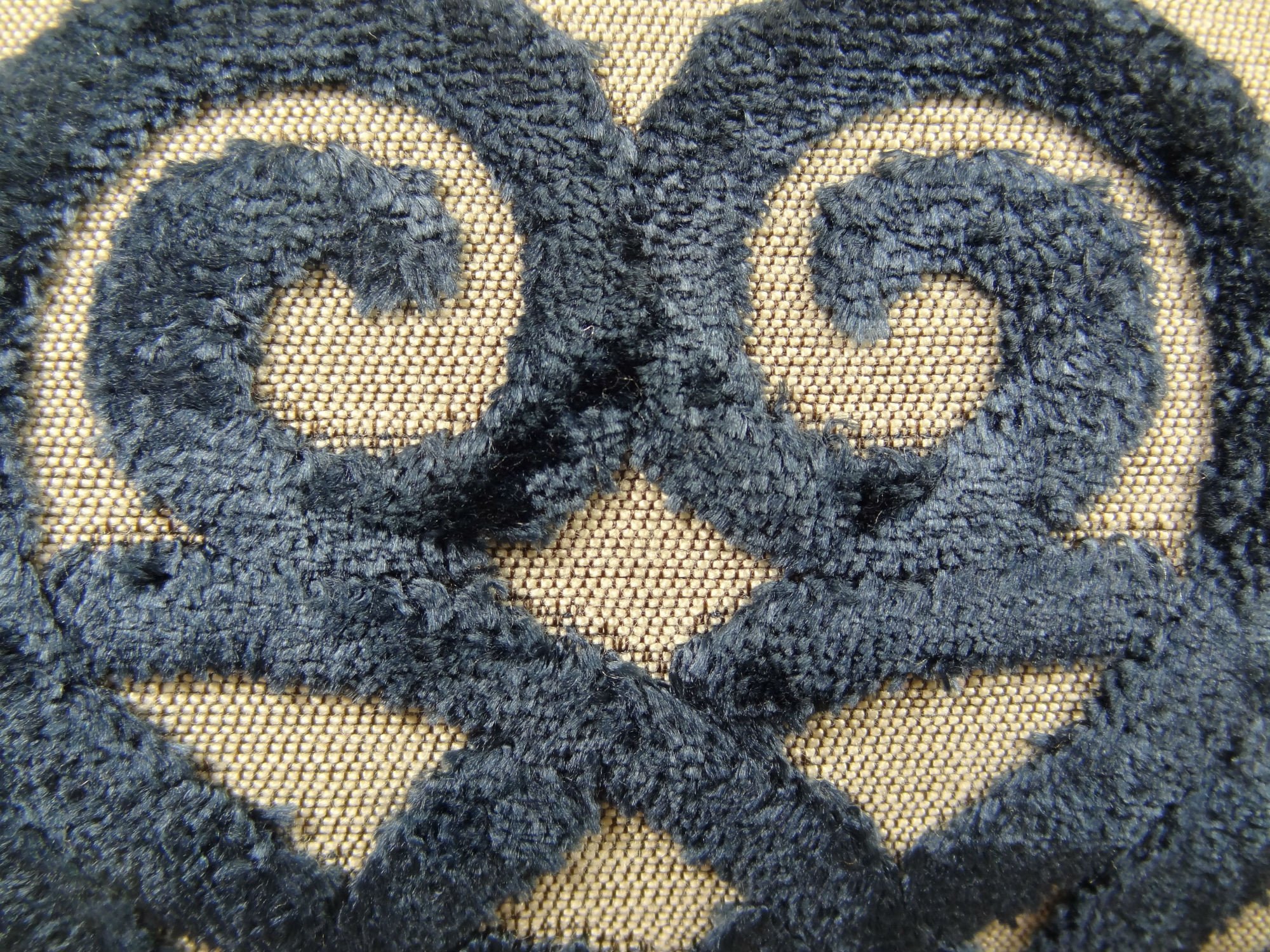 Luxury Navy Velvet Decorative Throw Pillow with Beige Scroll Pattern - Made in USA - Perfect for Sofa, Bed & Home Decor Accent