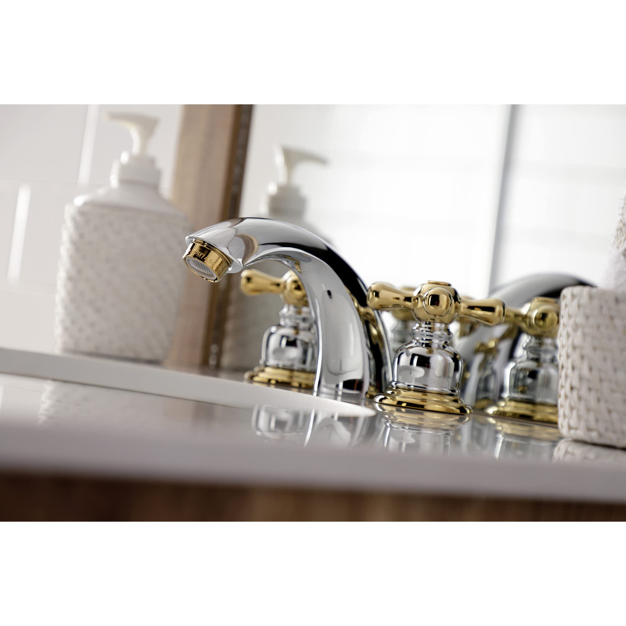 Kingston Brass KB945AX Victorian Mini Widespread Bathroom Faucet - Oil Rubbed Bronze Finish, 4-Inch Adjustable Center, Metal Cross Handle - Perfect for Vintage Style Bathroom Vanities and Powder Rooms