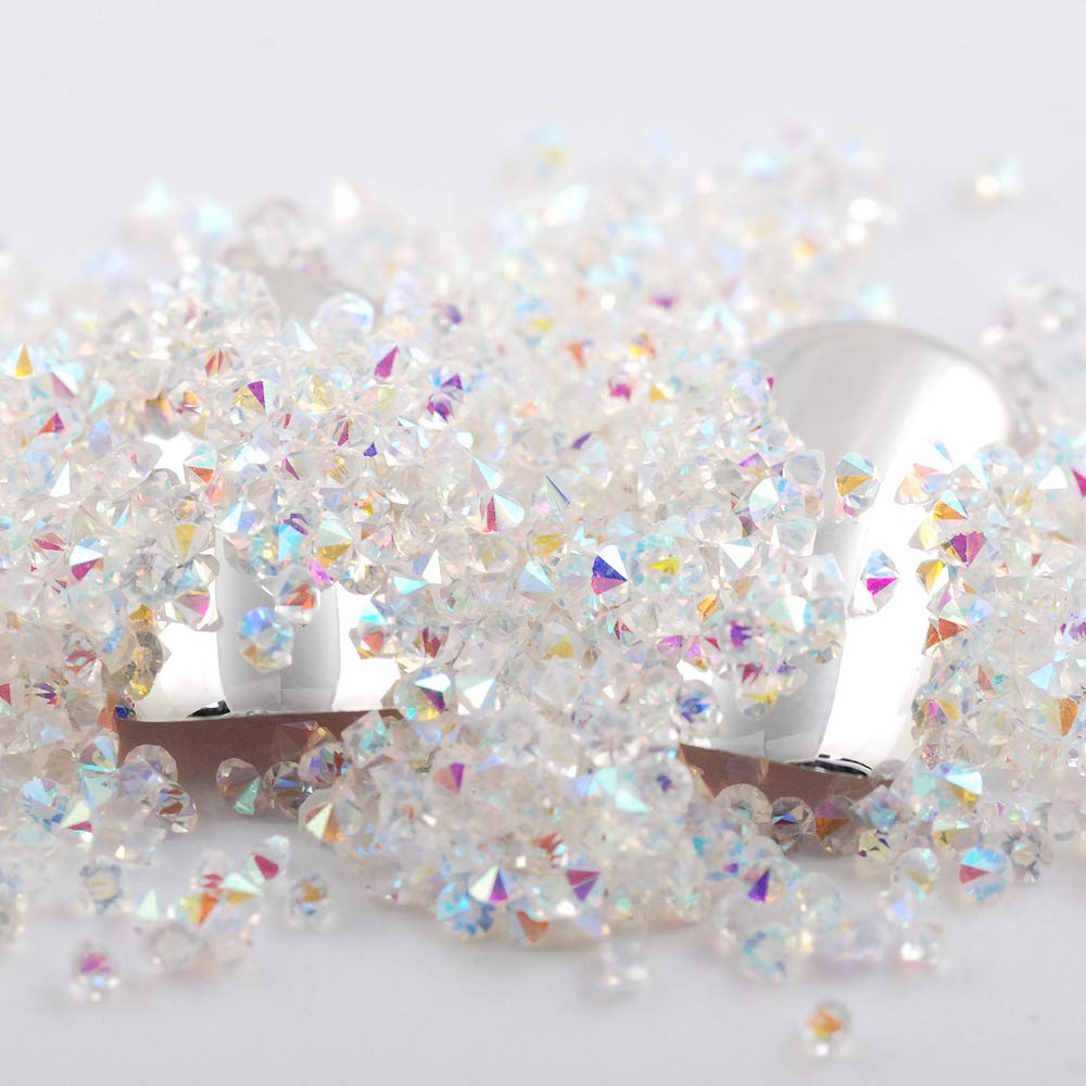 5000Pcs Ultra Mini 0.044Inch Flatback Diamond Glass Rhinestones Beads - Iridescent AB Shine Crystals for Nail Art, Beauty Makeup, Phone Case DIY, Jewelry Crafts | Long Lasting Sparkle for Nails, Eyeshadow, Home Decor & Gift Wrapping
