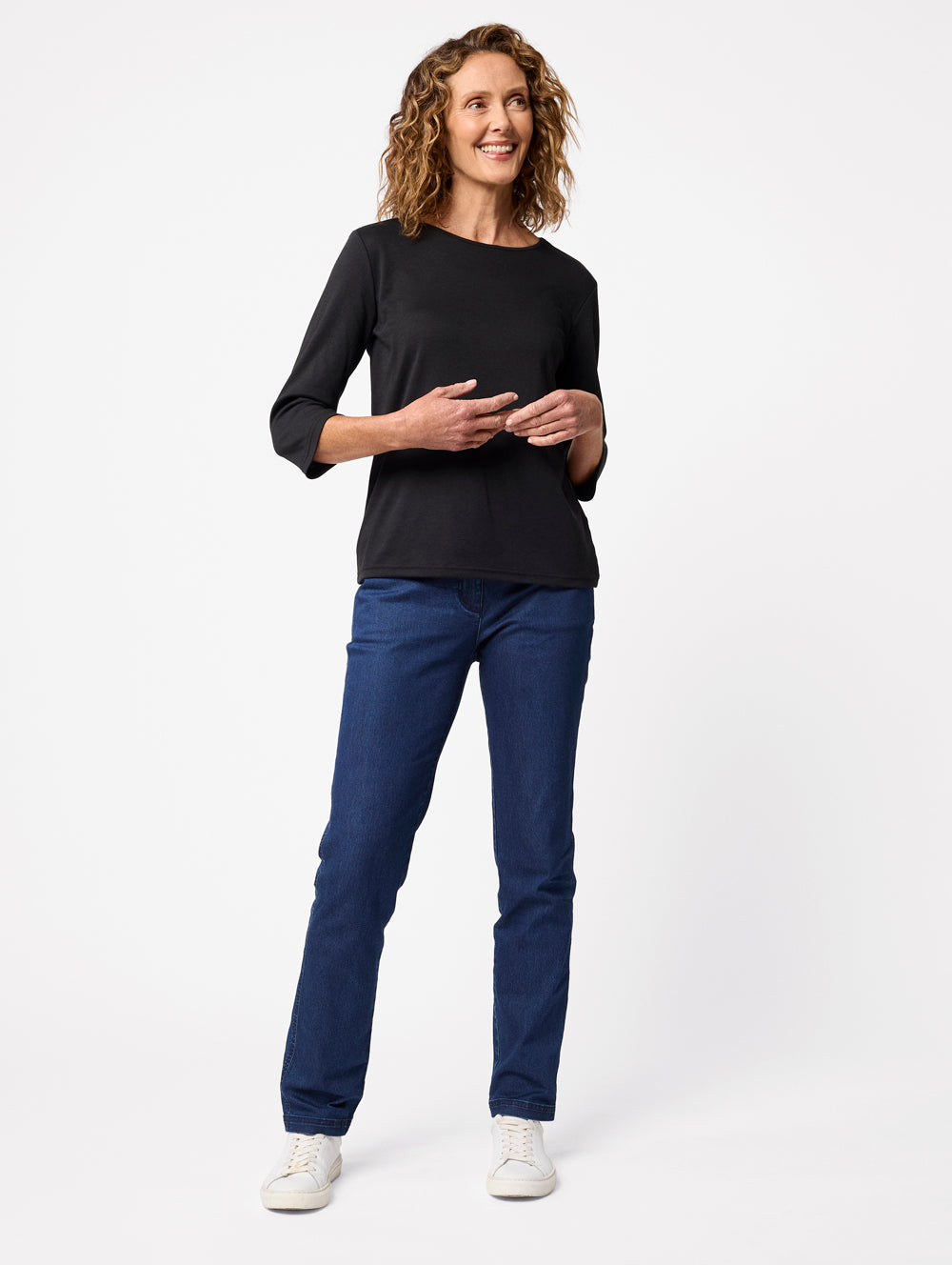 Winterlock 3/4 Sleeve Women's Tops - Soft Stretch Casual Blouse for Fall & Winter - Perfect for Office Wear, Date Night & Layering Outfits