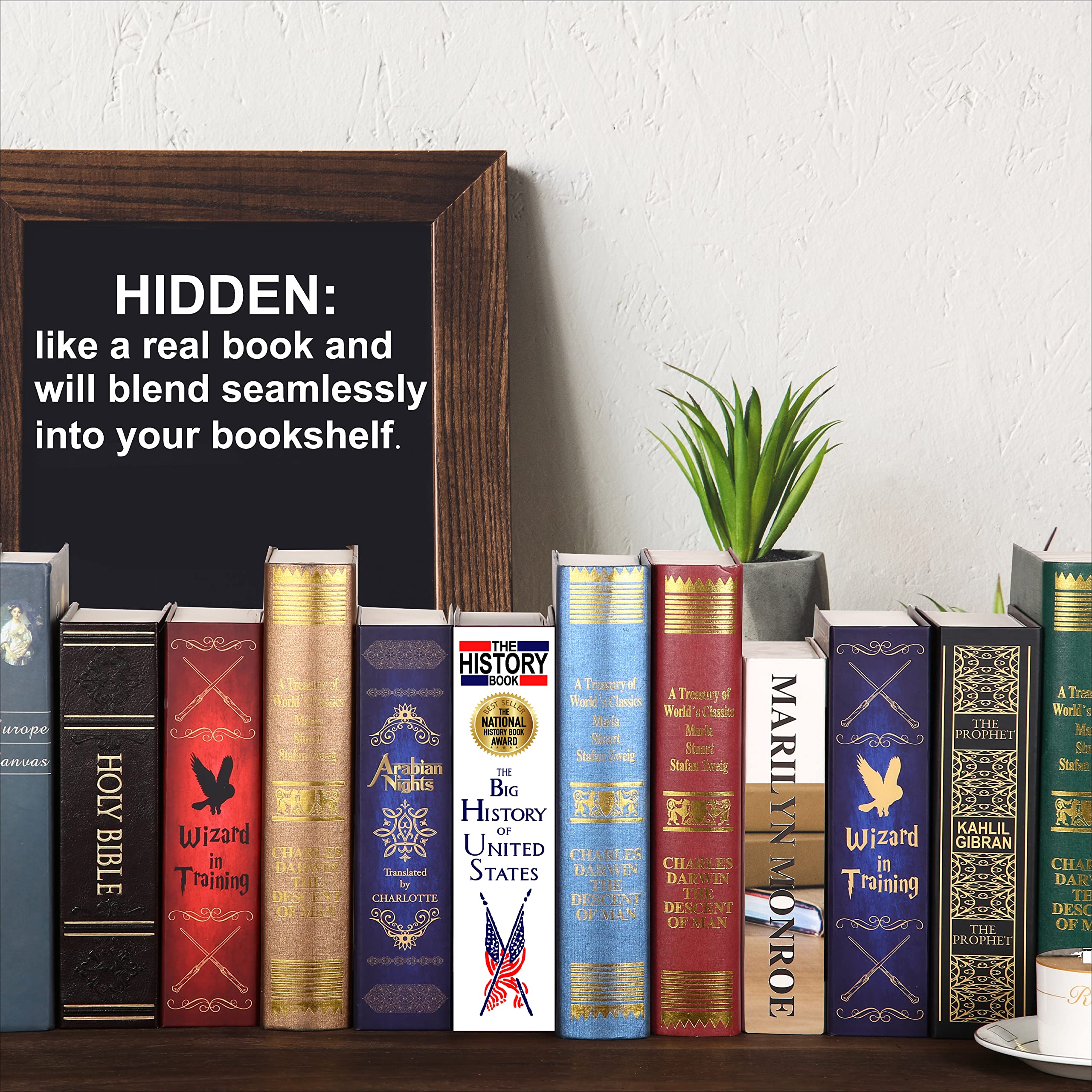 Wizard in Training Book Safe with Real Pages - Combination Lock Hidden Storage Box, Portable Metal Secret Safe for Money, Jewelry & Valuables - Perfect for Home, Office & Travel Security
