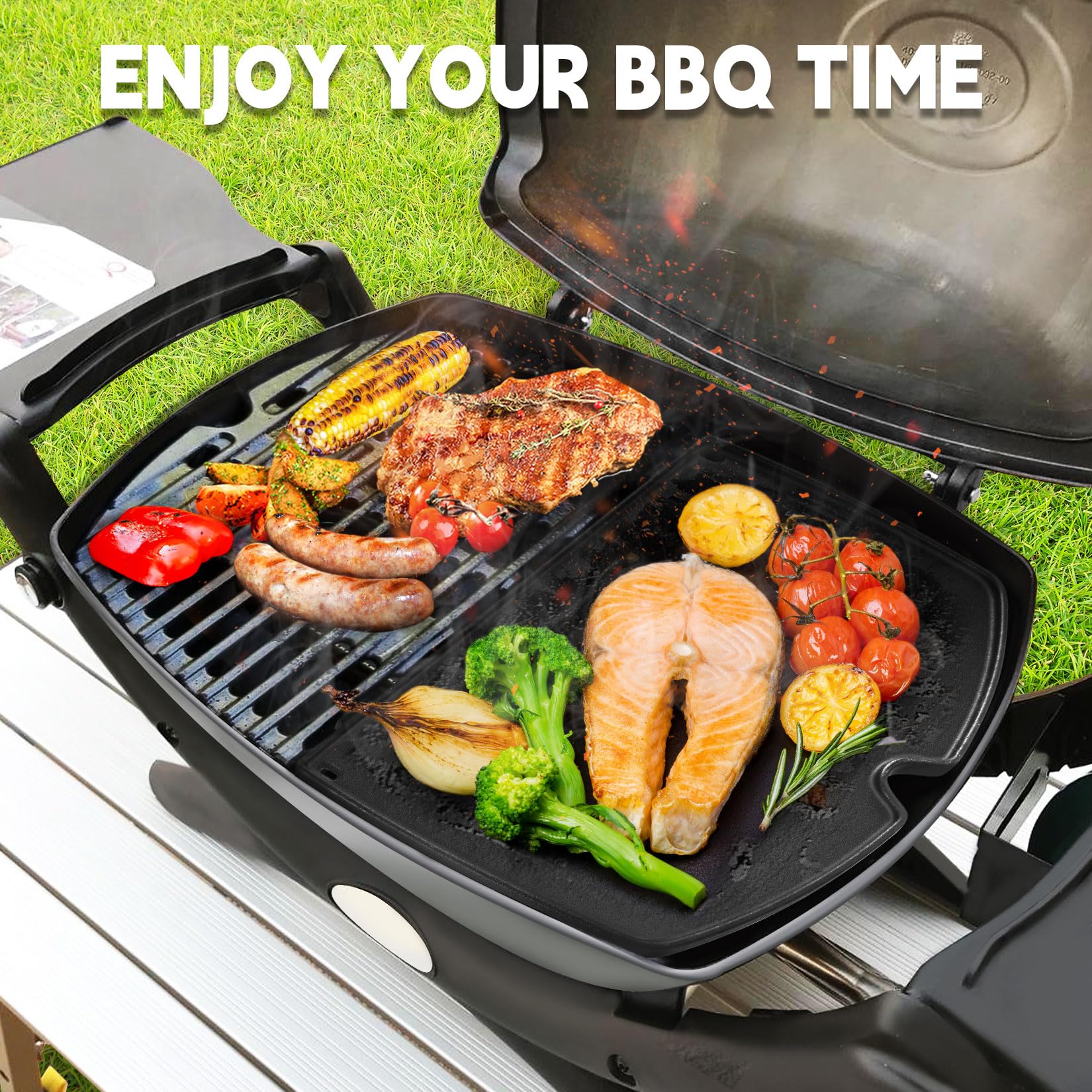 GGC 6558 Cast Iron Griddle for Weber Q100 Q120 Q1000 Q1200 Series Grills - 12.6