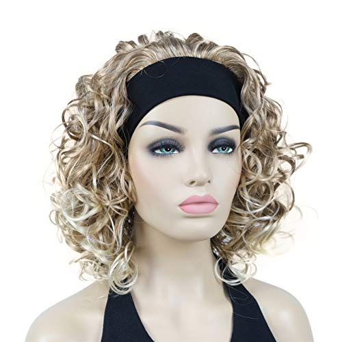 Curly Mixed Blonde 12 Headband Wig - Natural Looking Synthetic Hairpiece for Women | Perfect for Cosplay, Daily Wear & Costume Parties