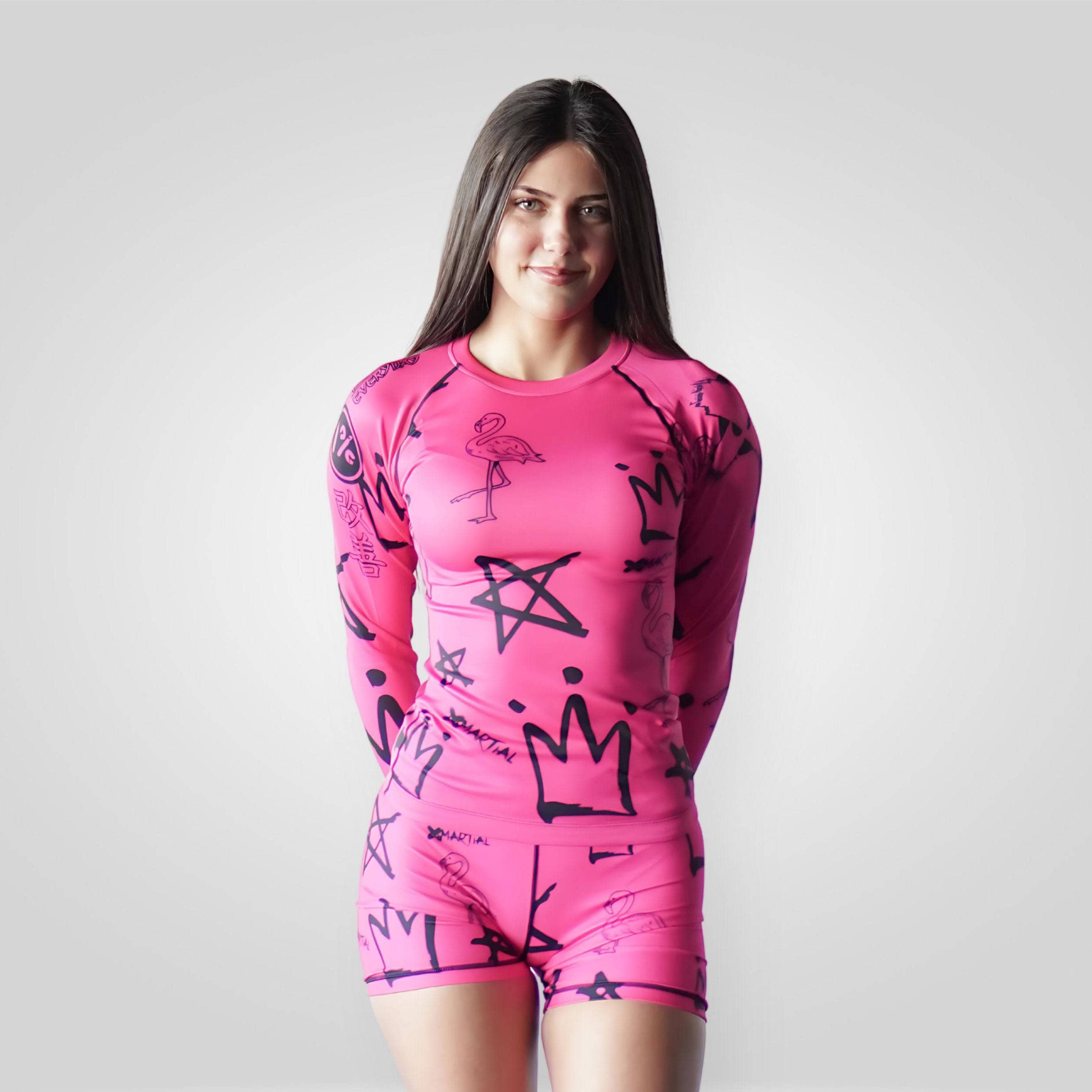 Flamazing Women's BJJ Rash Guard - Long Sleeve Compression Top for Brazilian Jiu-Jitsu, MMA & Training - Moisture Wicking & UV Protection - Perfect for Grappling, No-Gi & Fitness Workouts
