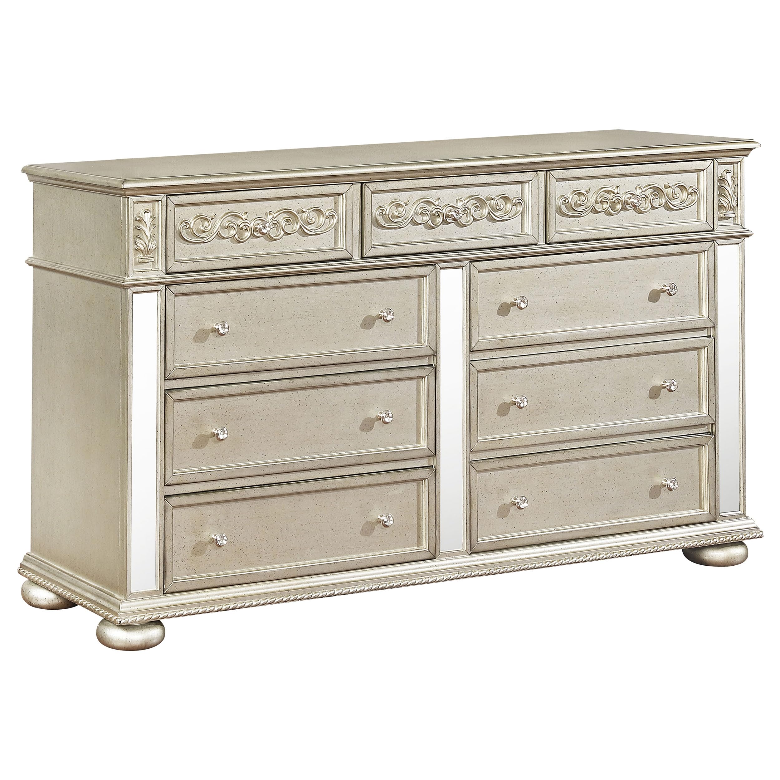 Heidi Traditional 65-inch 9-Drawer Dresser - Platinum Finish Bedroom Storage Cabinet, Wide Chest of Drawers Organizer for Clothes & Accessories | Perfect for Master Bedroom, Guest Room & Dorm Organization
