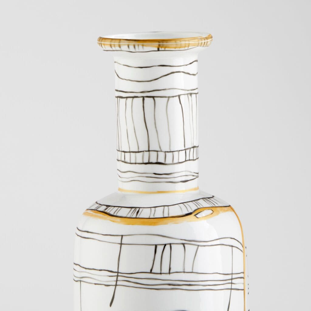 Cyan Design 11430 Lindus Vase - Black & White Medium Ceramic Vase for Home Decor, Wedding Centerpiece, or Floral Arrangements