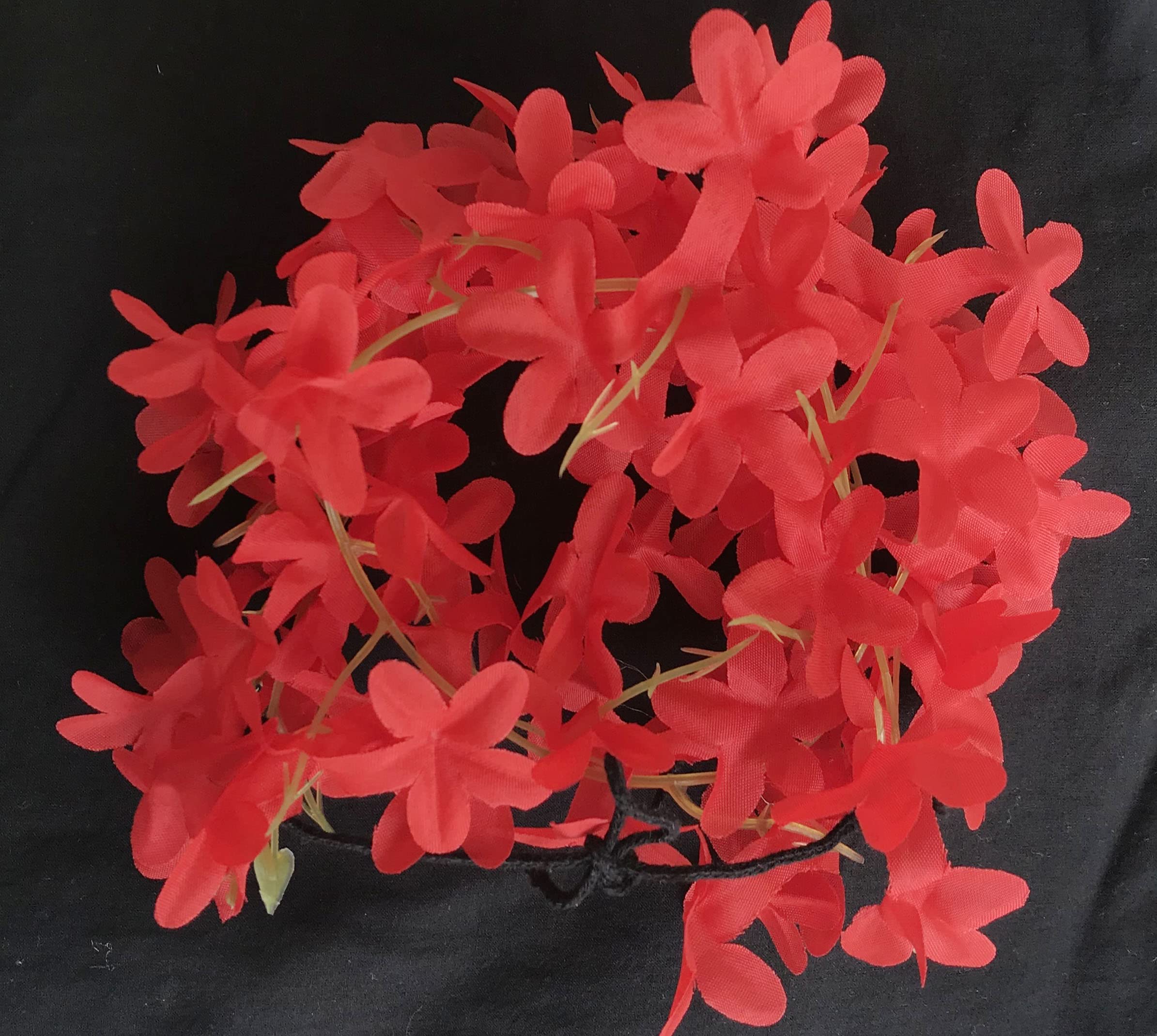 Arooman Gajra Bun Artificial Red Orchid Flower Hair Clip - Elegant Bridal Hair Accessory for Weddings, Parties & Indian Traditional Events (Pack of 1)