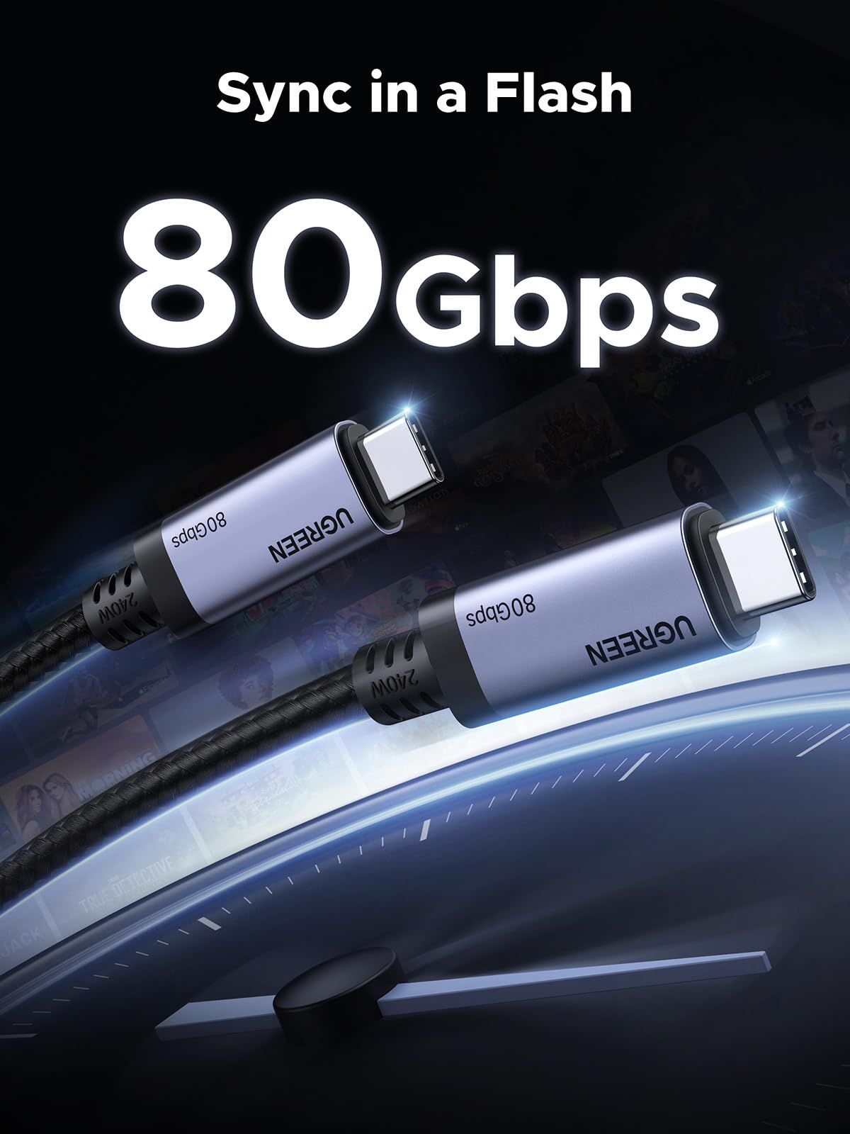 UGREEN USB4 Gen4 240W USB C to USB C Cable 6.6ft Fast Charging Cord for MacBook Pro, iPad Pro, Galaxy S23 - High Speed Data Transfer & Power Delivery for Laptops, Phones, Tablets