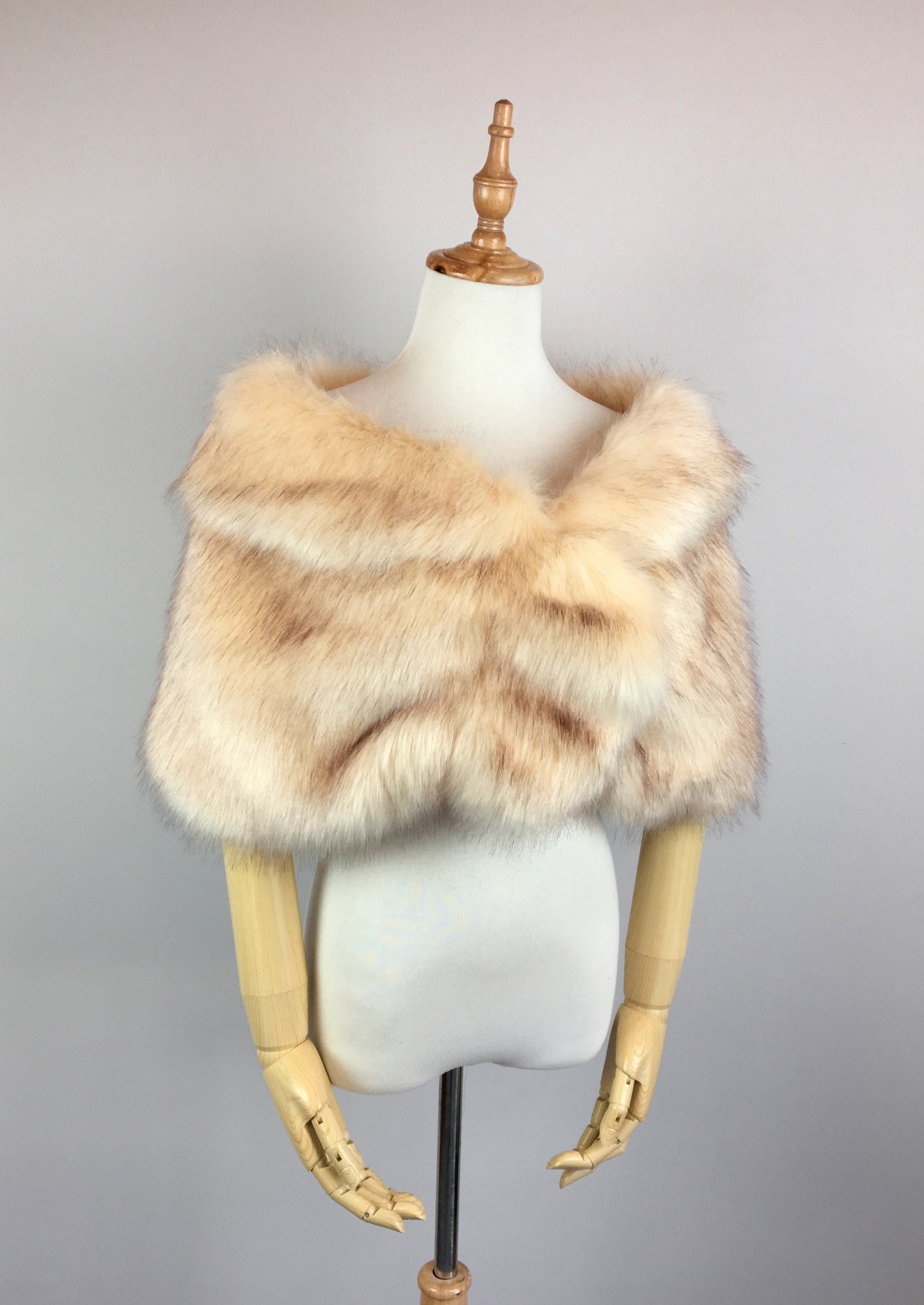 Luxury Champagne Fur Wrap Shawl - Blair Cha03 - Elegant Winter Accessory for Women, Perfect for Weddings, Parties & Evening Events