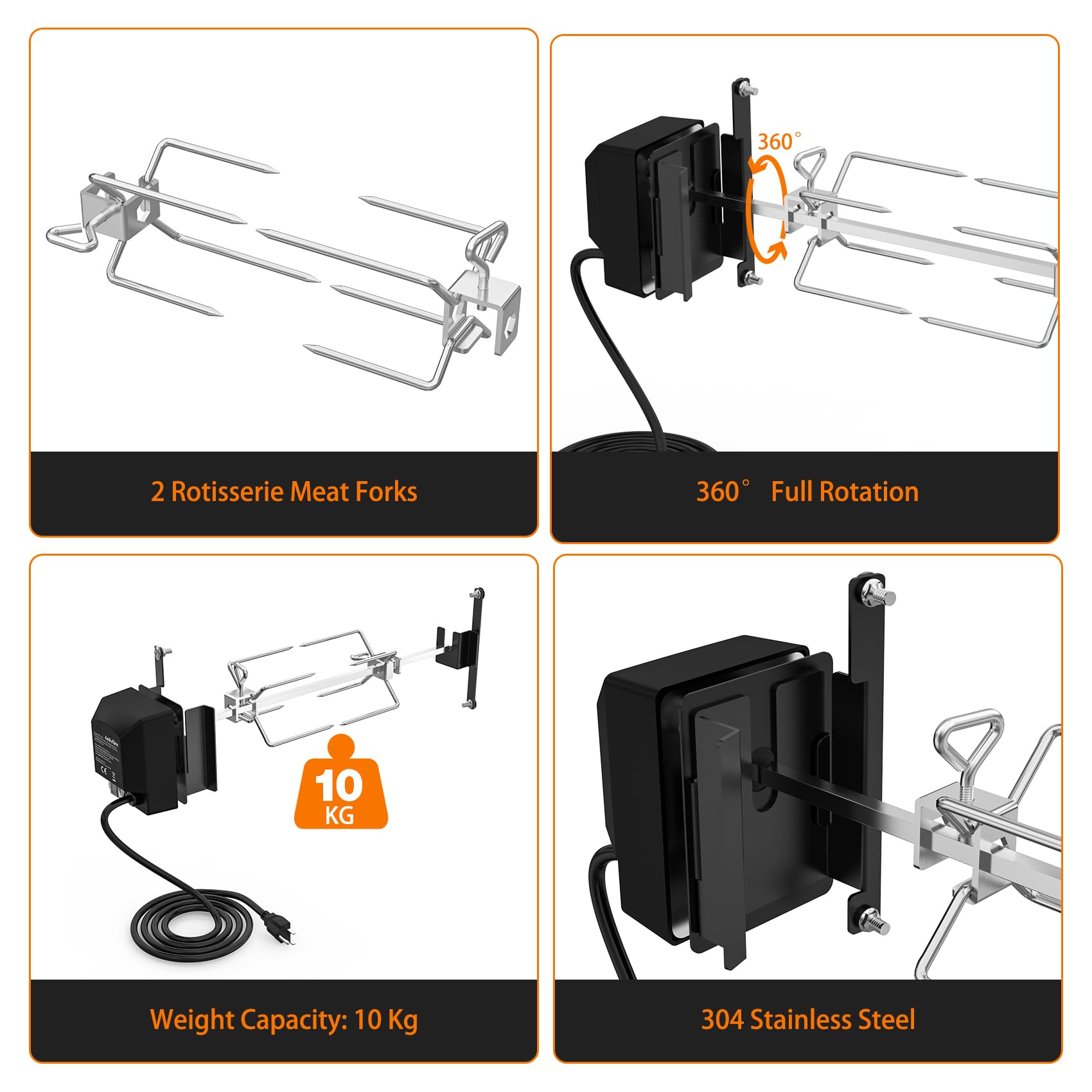 OnlyFire Stainless Steel Rotisserie Kit for Weber 18