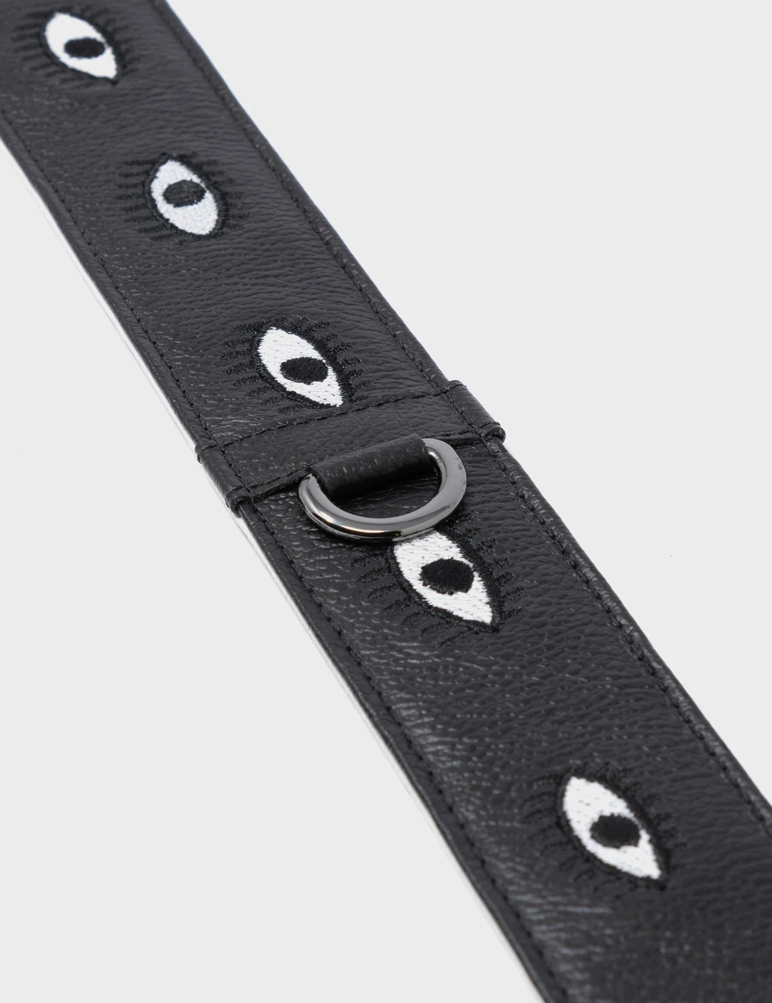 Detachable Black Leather Shoulder Strap with All Over Eyes Embroidery - Perfect for Handbags, Crossbody Bags & Fashion Accessories