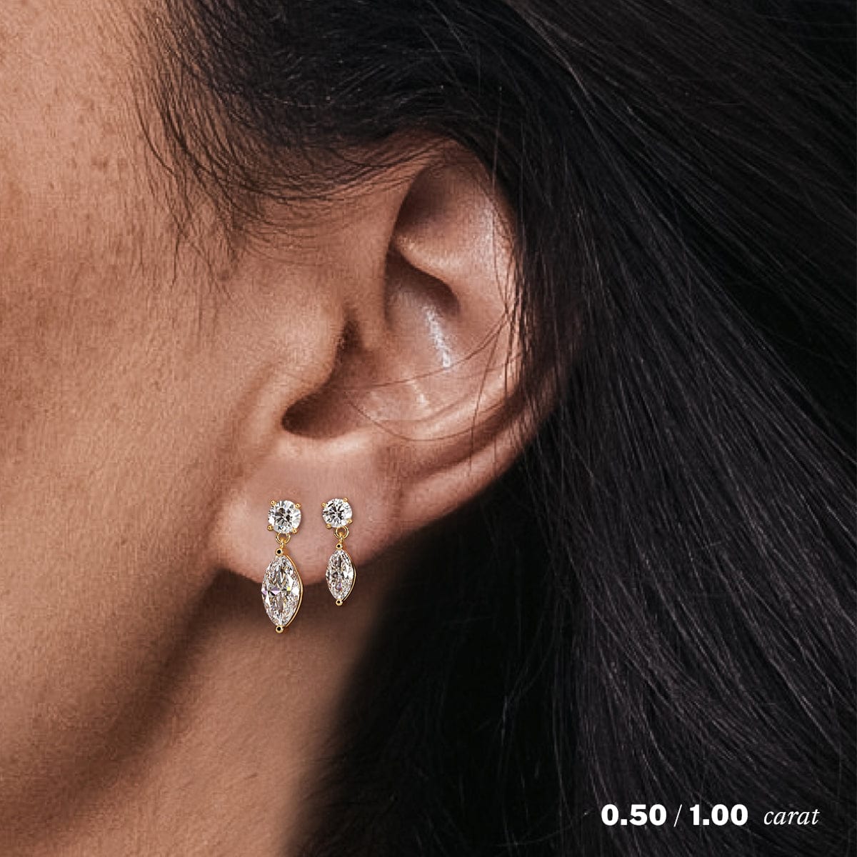 2 Carat Marquise Cut Diamond Drop Earrings - Dangling Elegance for Weddings & Special Occasions
