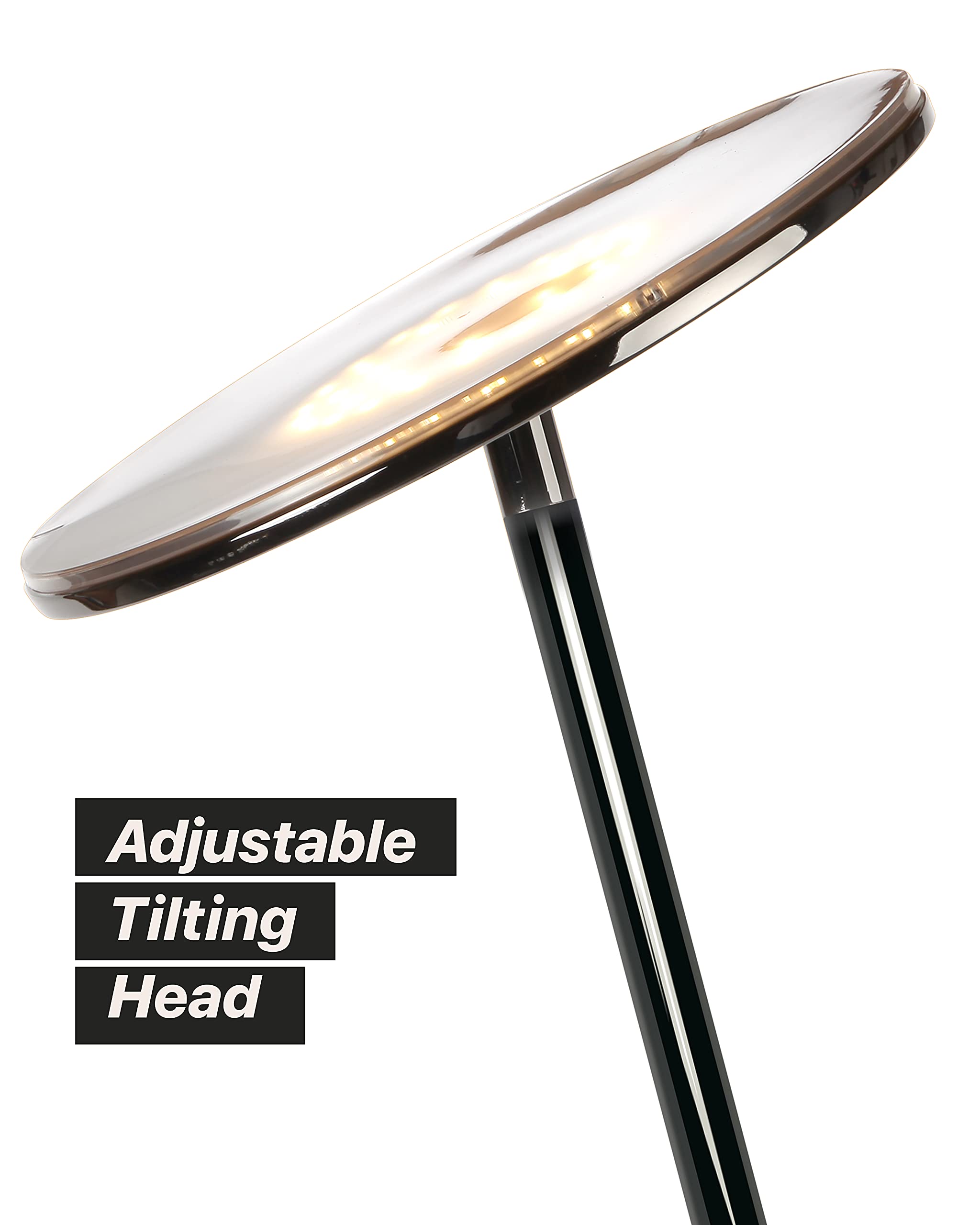 Brightech Sky LED Floor Lamp - Super Bright Dimmable Torchiere Standing Lamp for Living Room, Office & Bedroom - Tall Modern Reading Light in Black Chrome - Perfect for Cozy Evenings & Workspaces