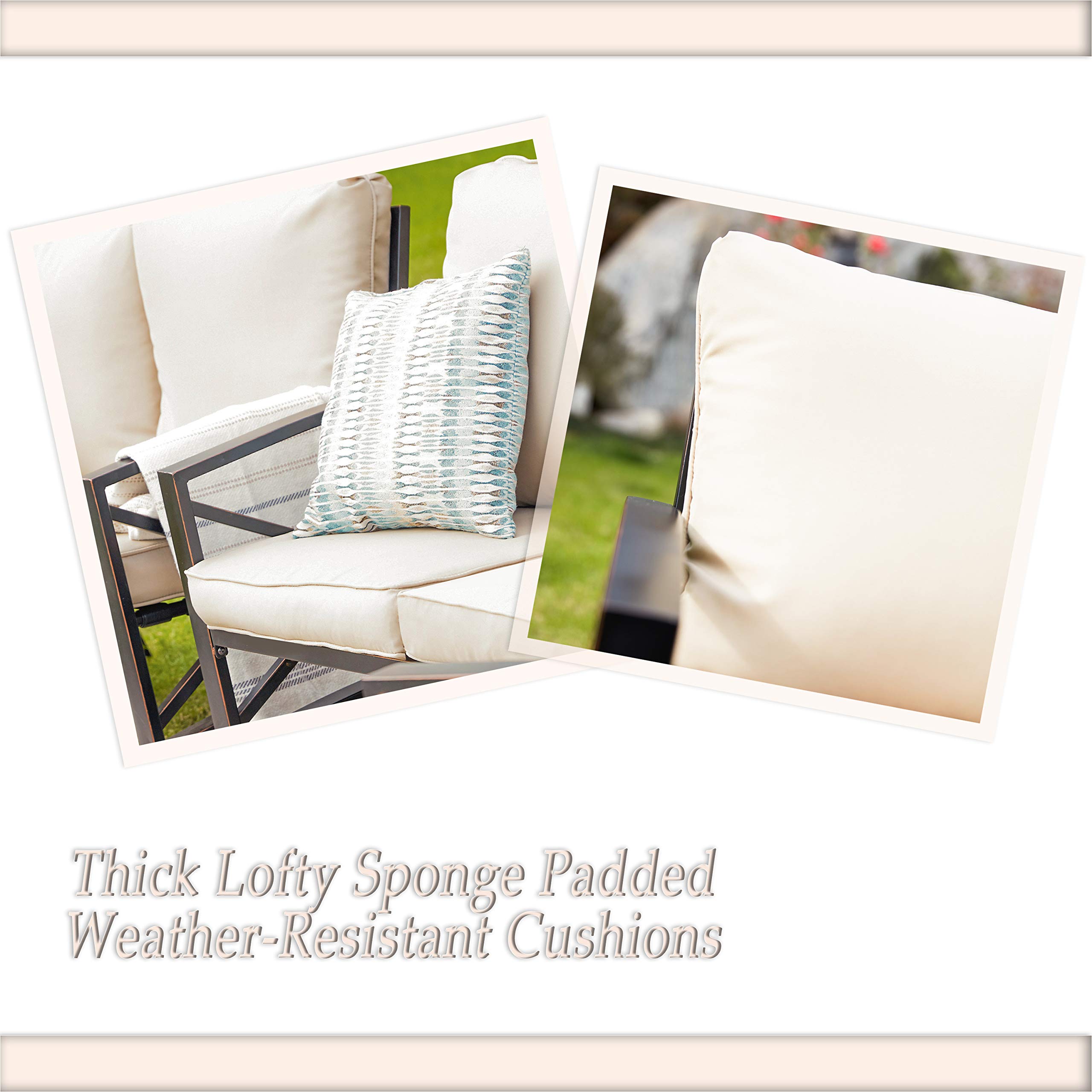 Modern Outdoor Patio Furniture Set - 10-Piece Metal Conversation Sofa Set with Loveseat, Chairs & Coffee Table for Garden, Poolside, Porch & Backyard (Khaki) - Perfect for Relaxing, Entertaining & Outdoor Gatherings