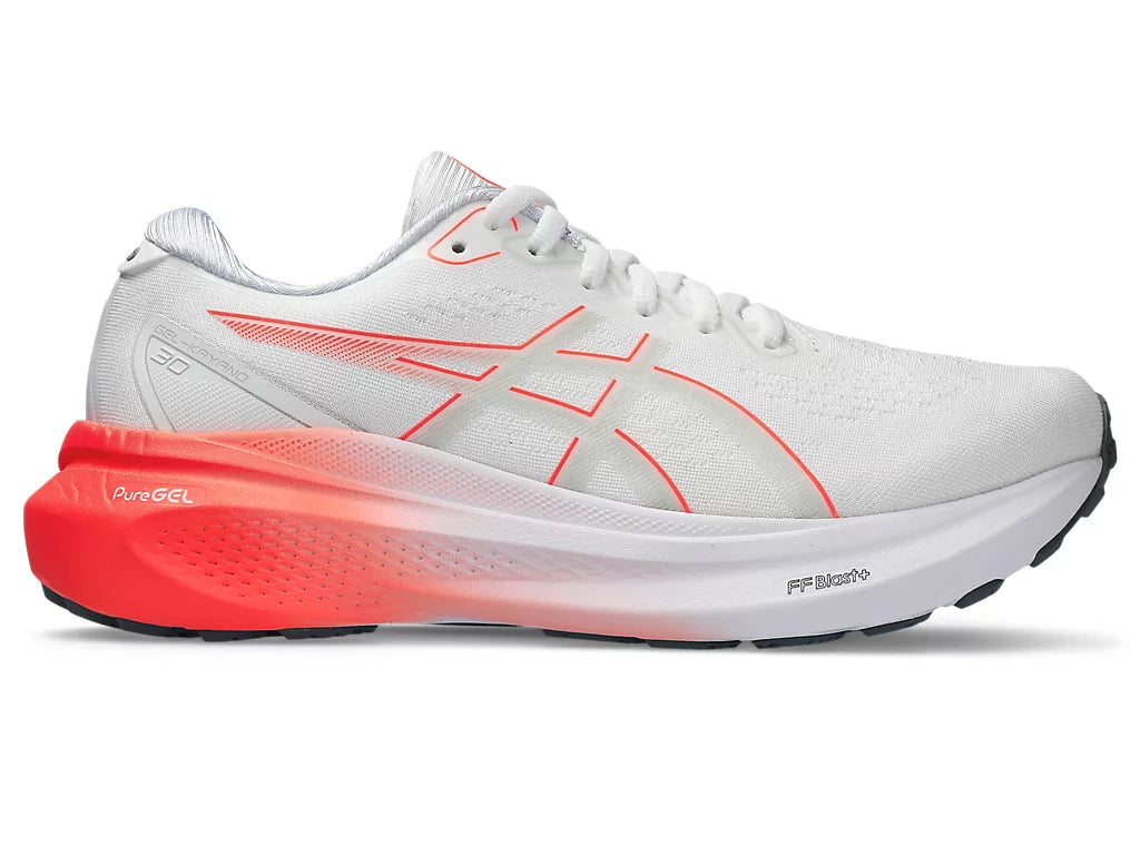 ASICS Men's GEL-KAYANO 30 Running Shoes - White/Sunrise Red | Stability & Cushion for Long-Distance Running | Perfect for Marathon Training & Road Running