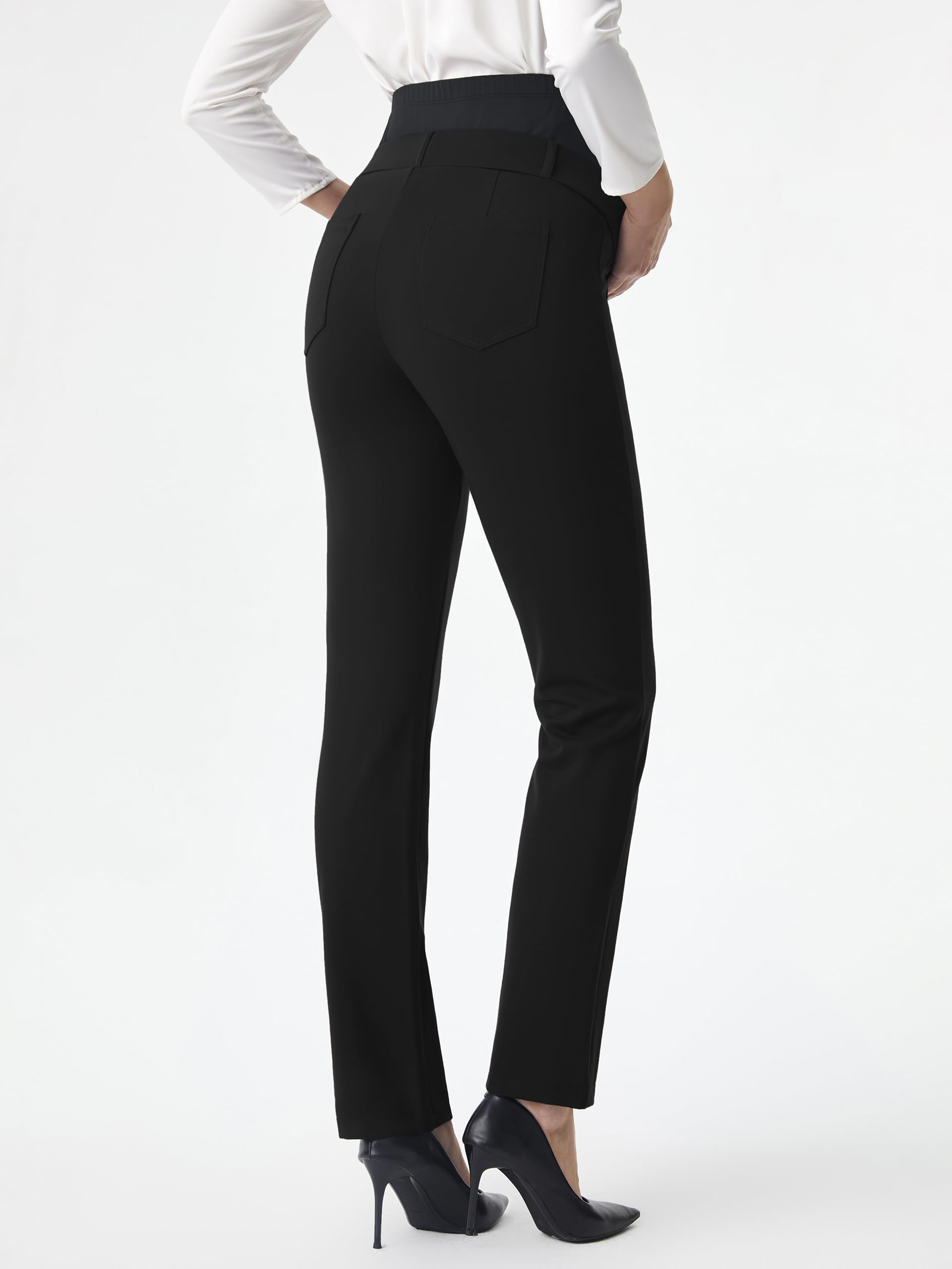 AFITNE Maternity Work Pants - Over The Belly Stretch Dress Pants for Pregnancy, Office & Casual Wear - Comfortable Straight Leg Yoga Pants for Professional Women & Expecting Moms (Perfect for Business Meetings, Commuting & Everyday Comfort)