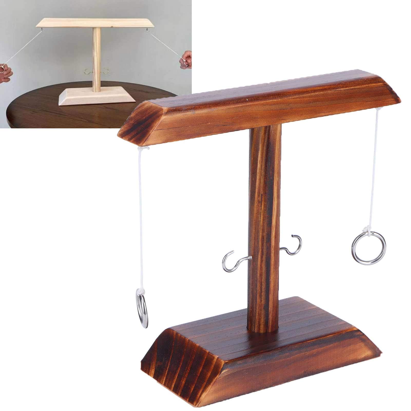 Wooden Hook and Ring Toss Game Set - Fun Outdoor & Indoor Throwing Game for Adults & Kids - Perfect for Home, Bar, Parties, Backyard, and Beach Gatherings - Includes 2 Hooks & Rings