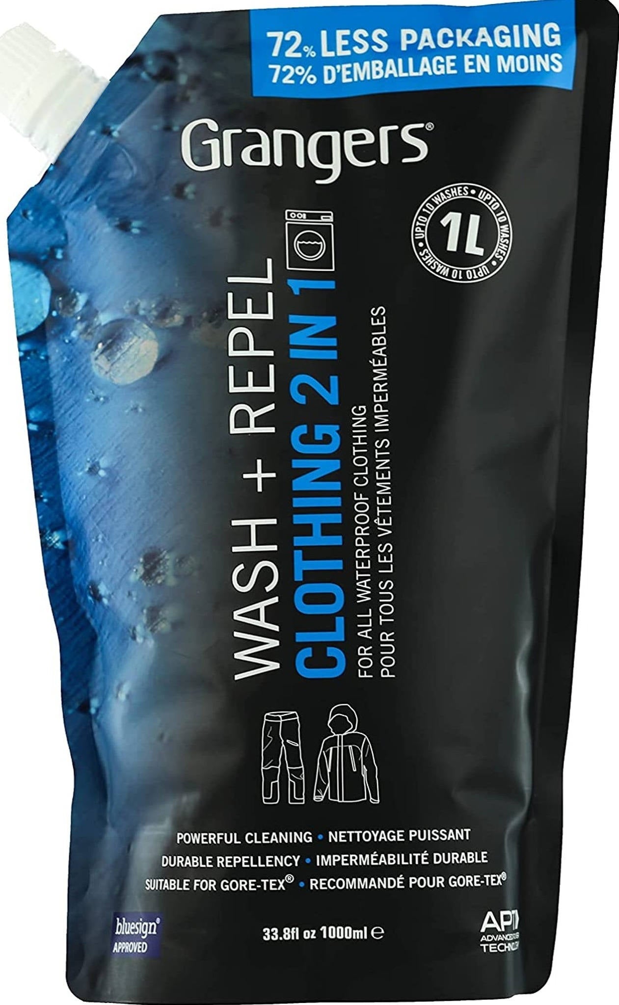 2 in 1 Wash & Water Repellent Spray for Outdoor Gear - 1L Textile Cleaner & Protector | Ideal for Jackets, Tents & Hiking Equipment