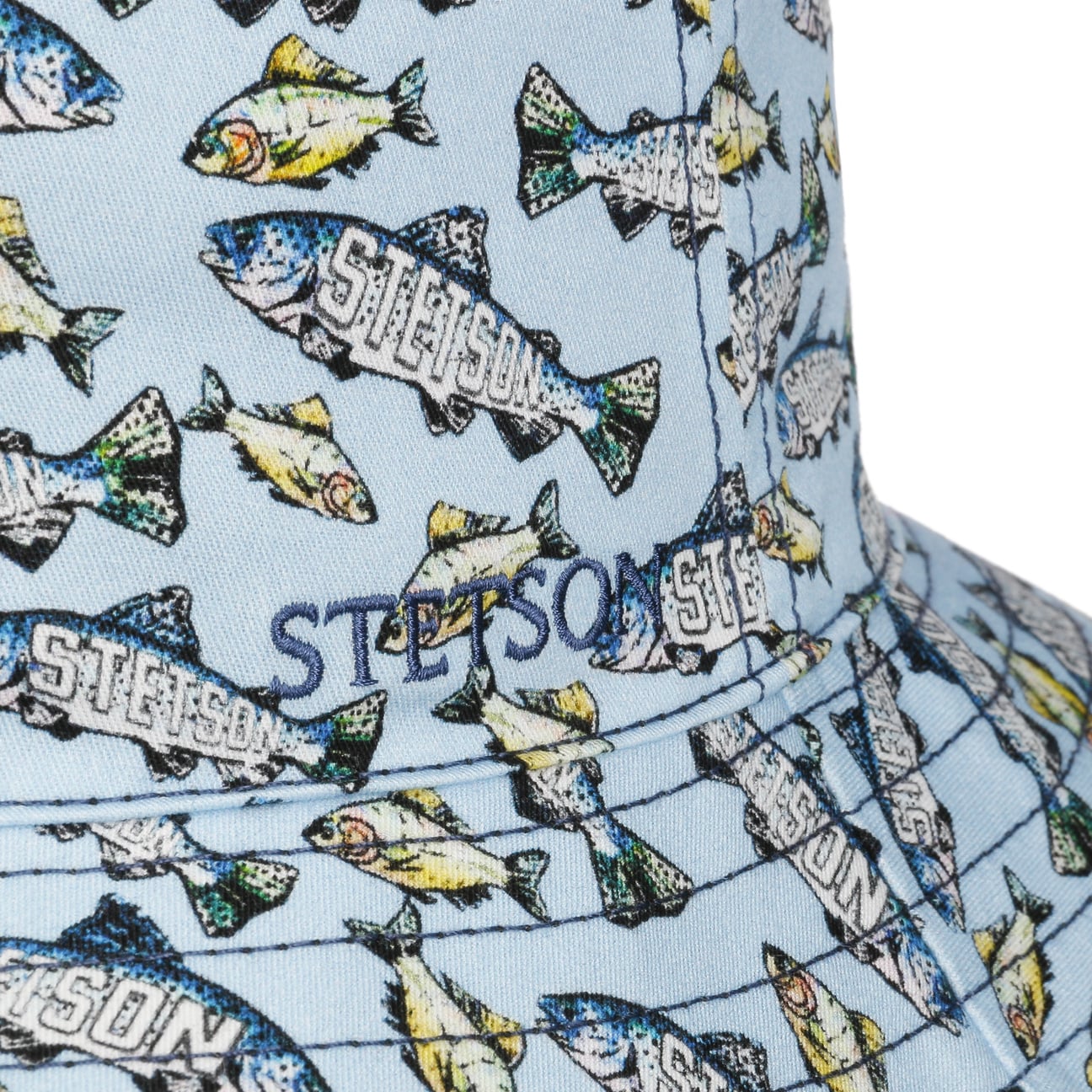 Stetson Reversible Allover Fish Print Bucket Hat for Men & Women - Outdoor Fishing, Beach, Hiking, and Casual Wear