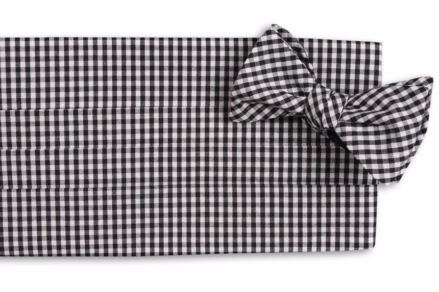 Elegant Black Gingham Cummerbund Set for Men - Formal Waistband Accessory for Weddings, Prom & Black Tie Events
