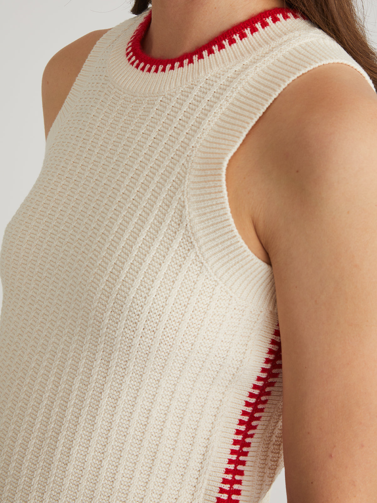 Demi Mini Cable Tipped Tank Top - Women's Casual Sleeveless Shirt for Summer, Beach, and Layering Outfits