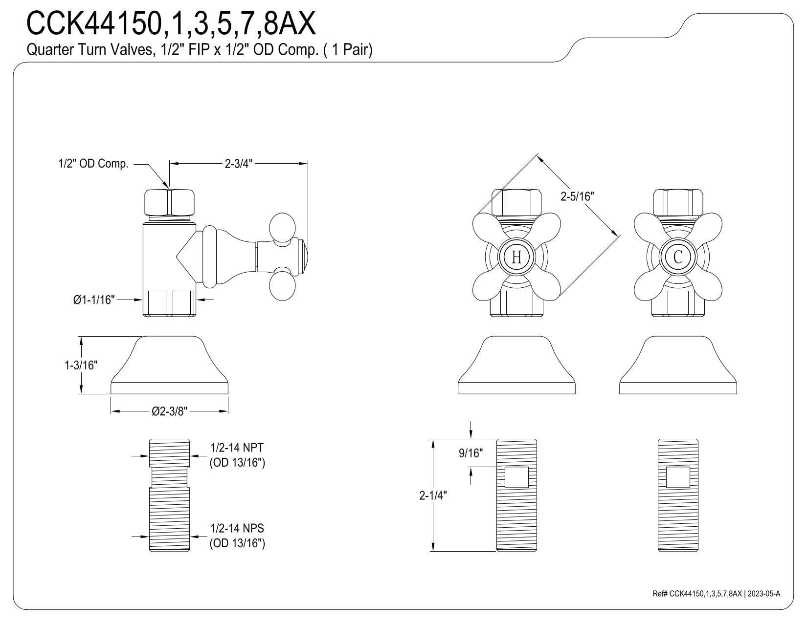 Kingston Brass CCK44155AX Straight Stop Shut Off Valve - Oil Rubbed Bronze Finish for Plumbing, Sink, and Toilet Water Supply Lines - Perfect for Home and Commercial Use