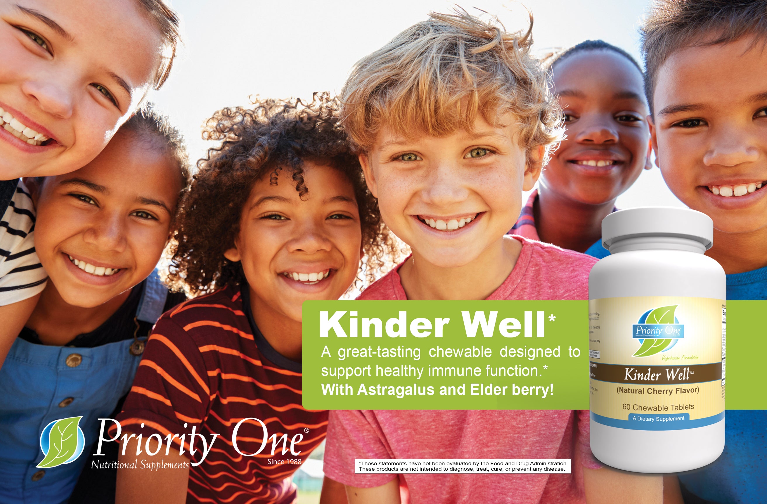 Kinder Well Kids Immune Support Chewable Tablets (60 Count) - Boosts Immunity for Children, School & Travel