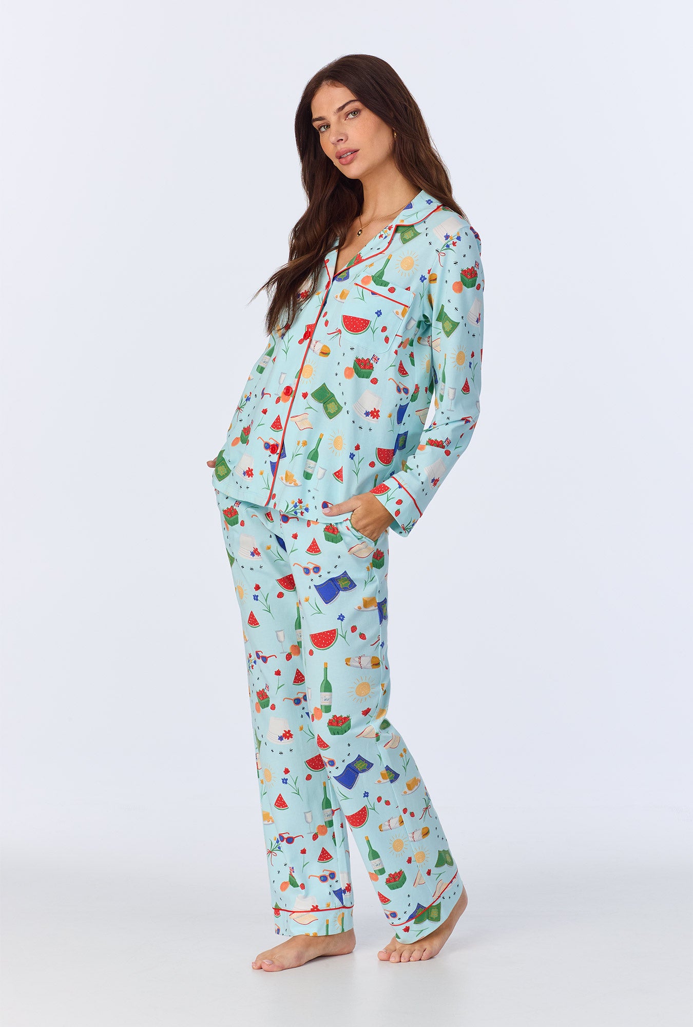 Women's Classic Stretch Jersey Long Sleeve Pajama Set - Soft Sleepwear for Cozy Nights & Relaxing at Home - Perfect for Winter, Lounging and Gift Giving