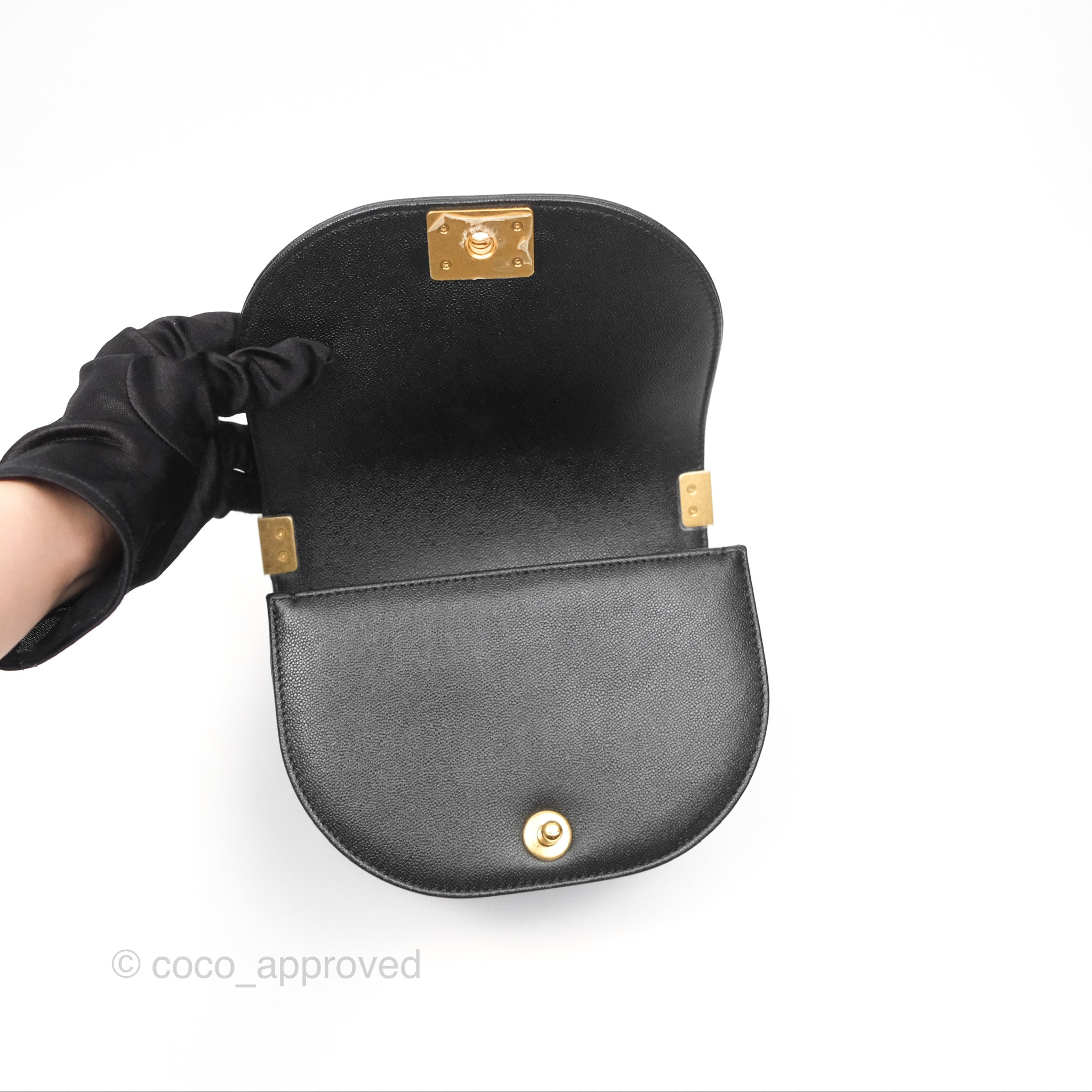 Chanel Boy Messenger Bag Black Caviar Leather with Aged Gold Hardware - Luxury Crossbody Bag for Women, Perfect for Work, Travel and Everyday Use