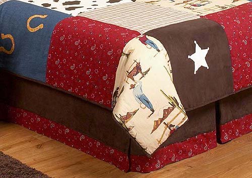 Wild West Cowboy Western Kids Bedding Set - 4 Piece Twin Size Comforter, Sheet & Pillowcase - Perfect for Cowboy Themed Bedrooms & Western Decor