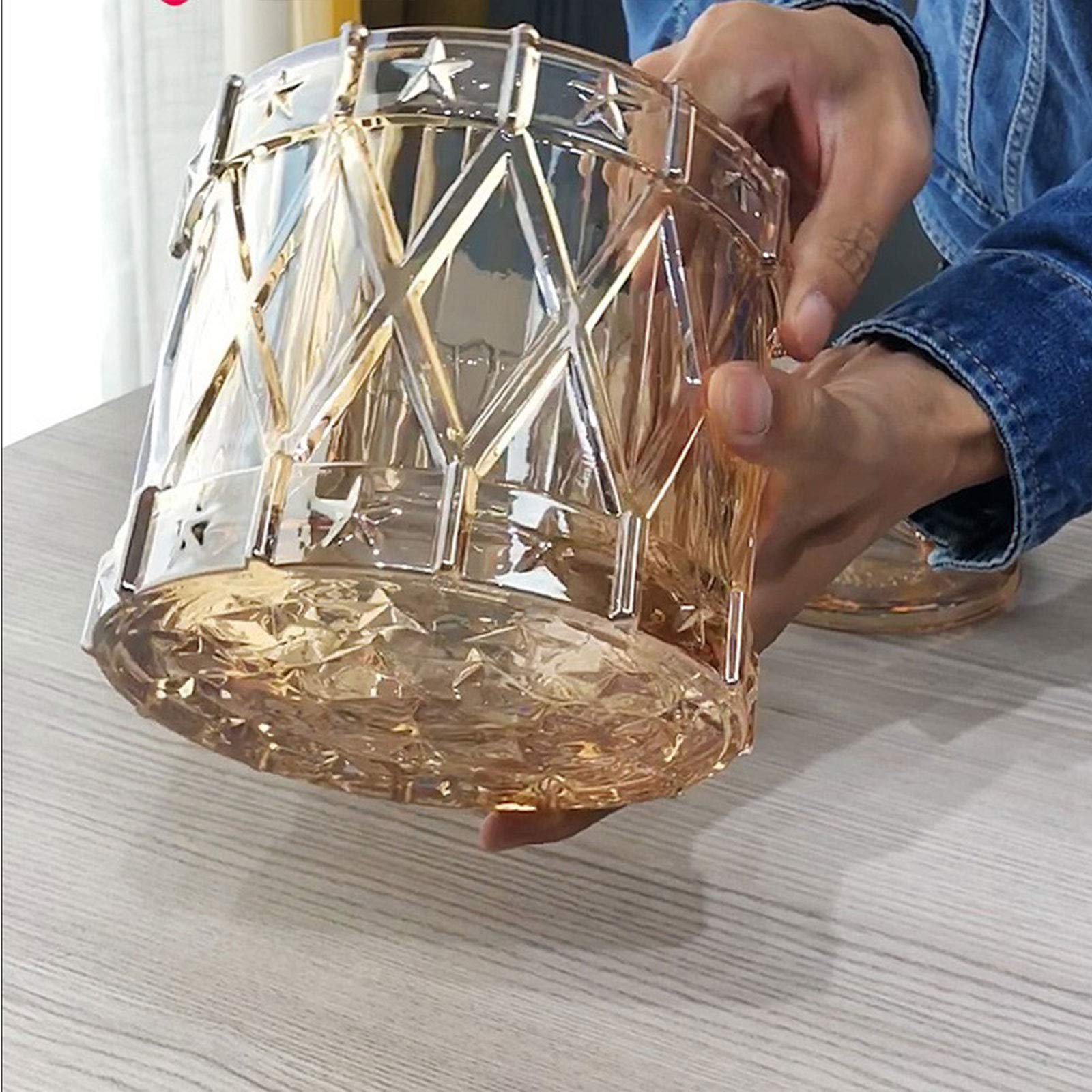 TWW Clear Glass Candy Dish with Lid - Large Covered Candy Bowl for Home, Kitchen, Office Desk - Crystal Candy Jar for Parties, Weddings & Gifts (Yellow)