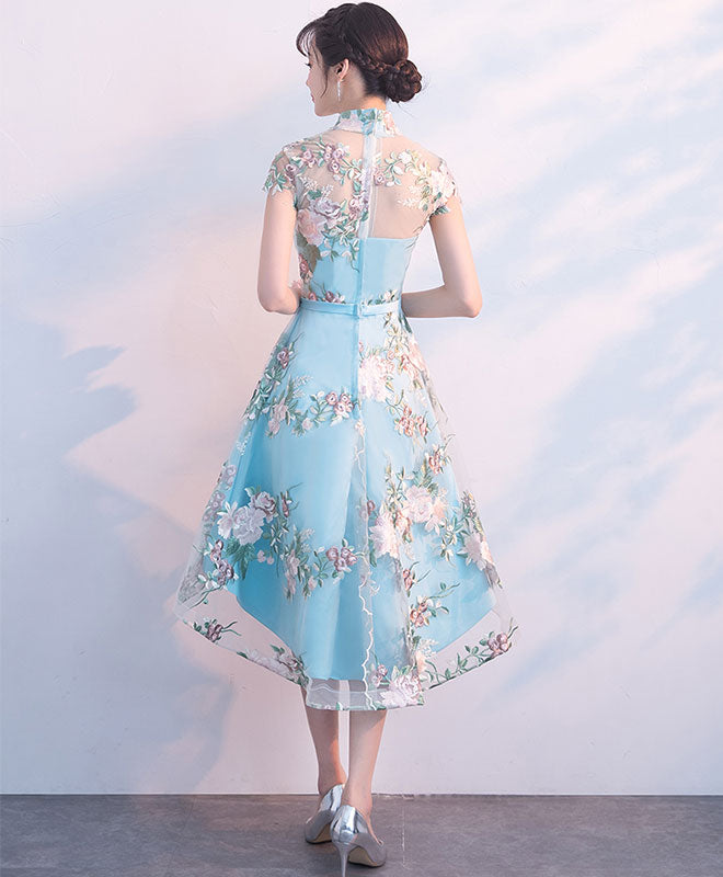 Elegant Blue Tulle Embroidery Short Prom Dress | Formal Evening Gown for Homecoming, Party & Special Occasions