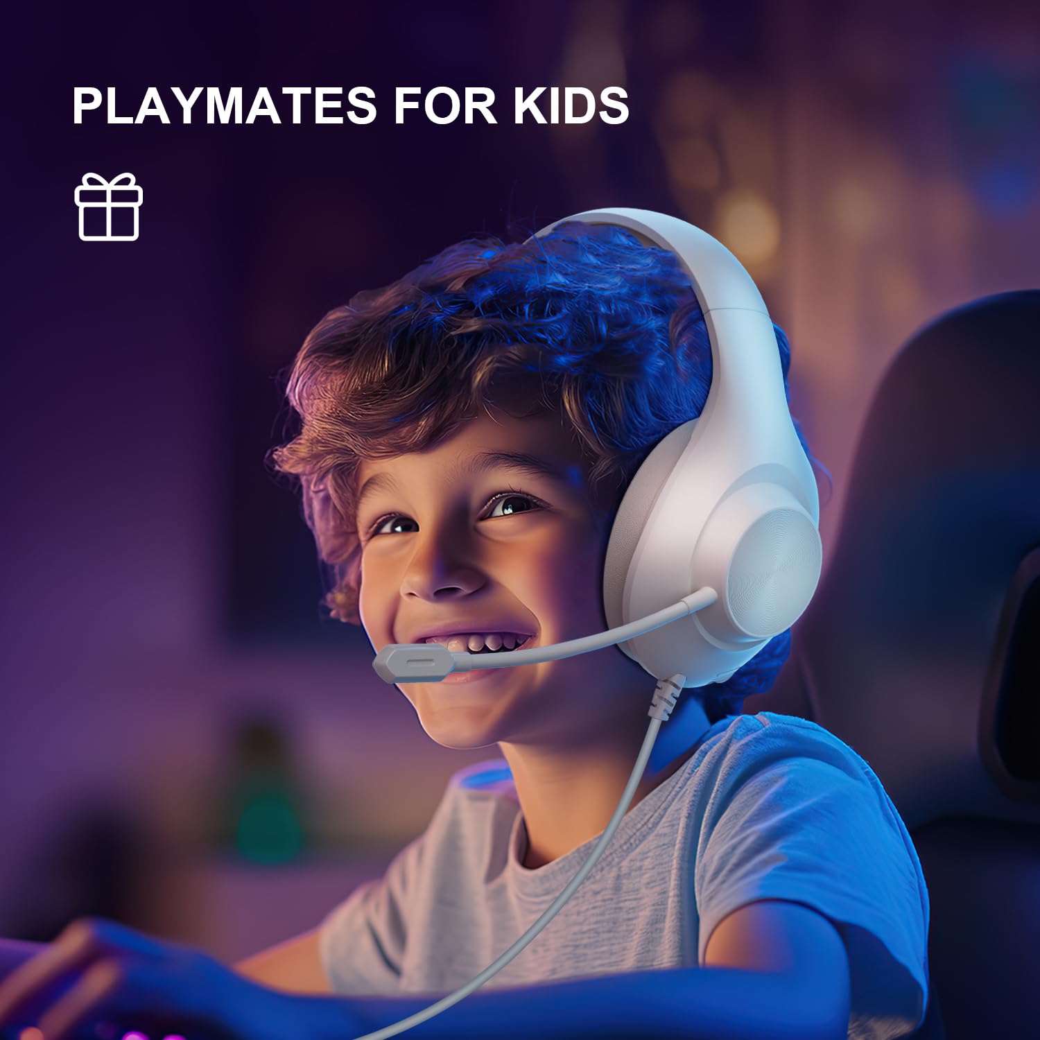 YOTMS Wired Gaming Headset for PS5, PC, Xbox Series X/S, Switch - 7.1 Surround Sound, Noise Cancelling Mic, Memory Foam Earmuffs (White) - Perfect for Competitive Gaming, Streaming & Online Chat