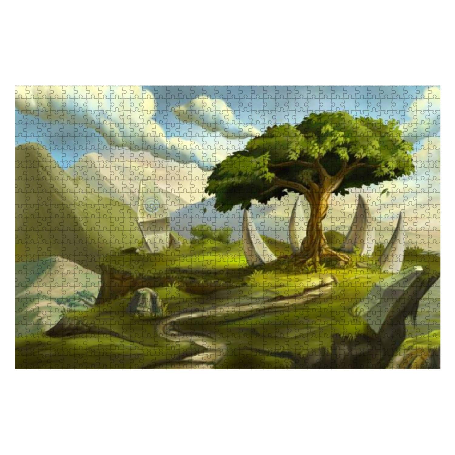 1000-Piece Wooden Jigsaw Puzzle - Sacred Tree in Fantasy Landscape Dream Painting, Educational & Stress Relief Toy for Kids & Adults | Perfect for Family Game Nights, Classroom Activities, and Relaxation Therapy